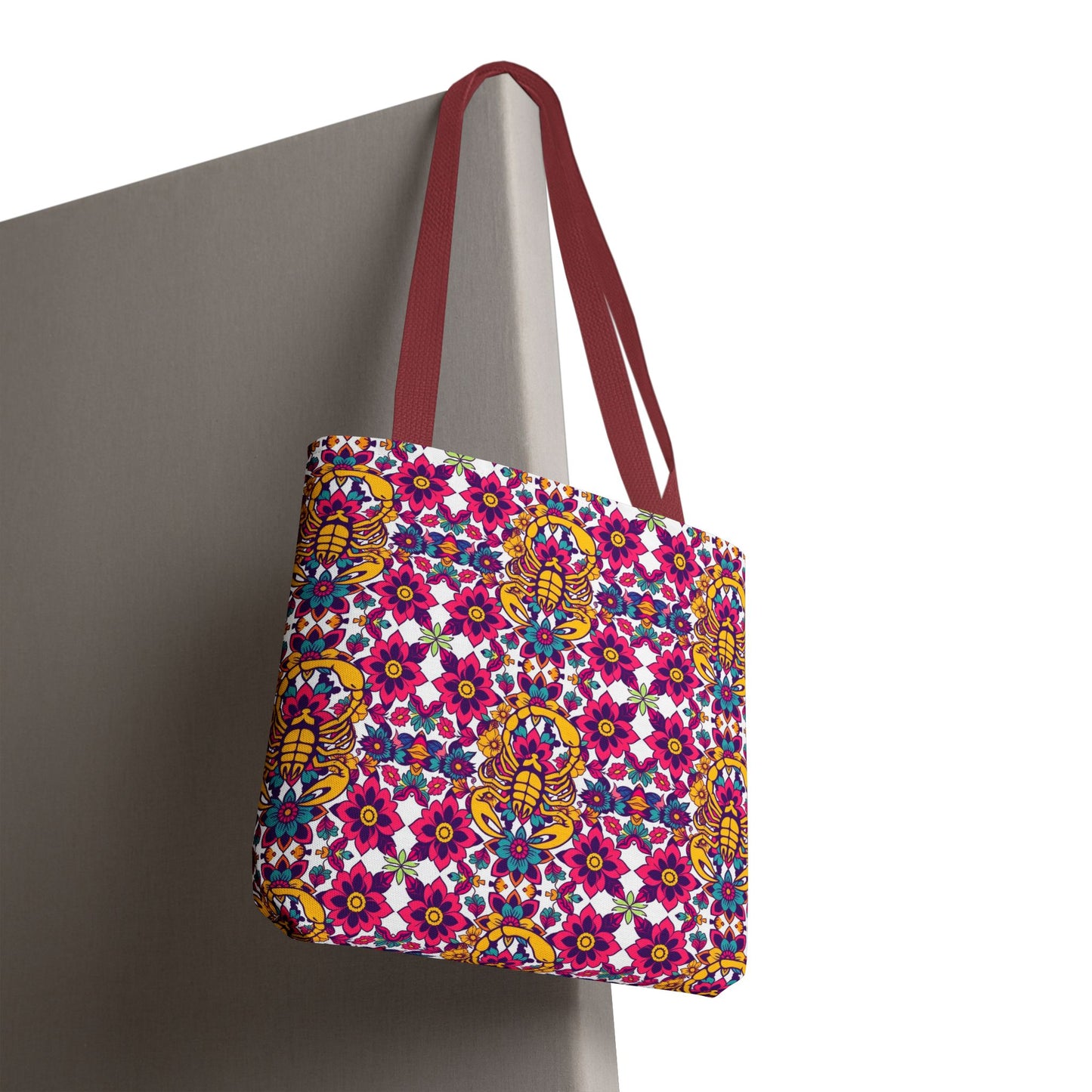 Tote Bag (AOP), Scorpio, Zodiac v1, Flower Pattern