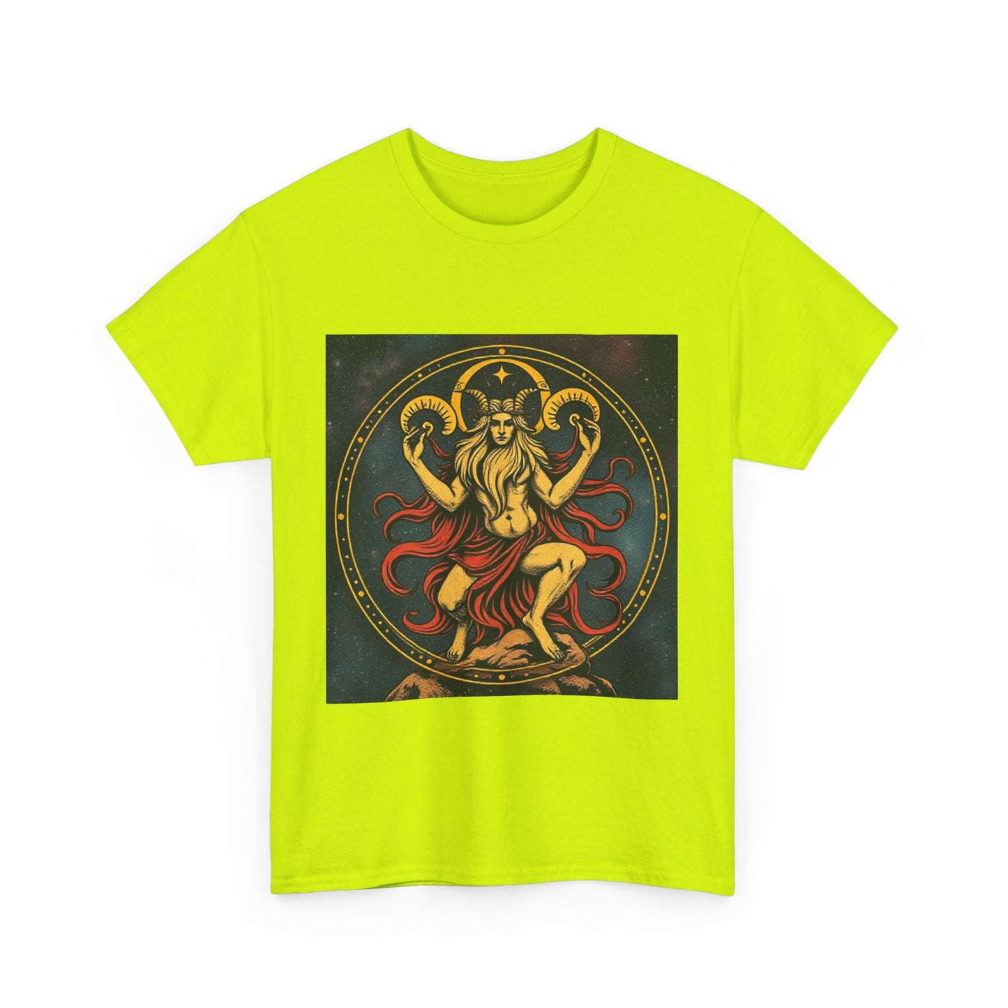 Unisex Heavy Cotton T-Shirt, Aries God 2v, Zodiac Design