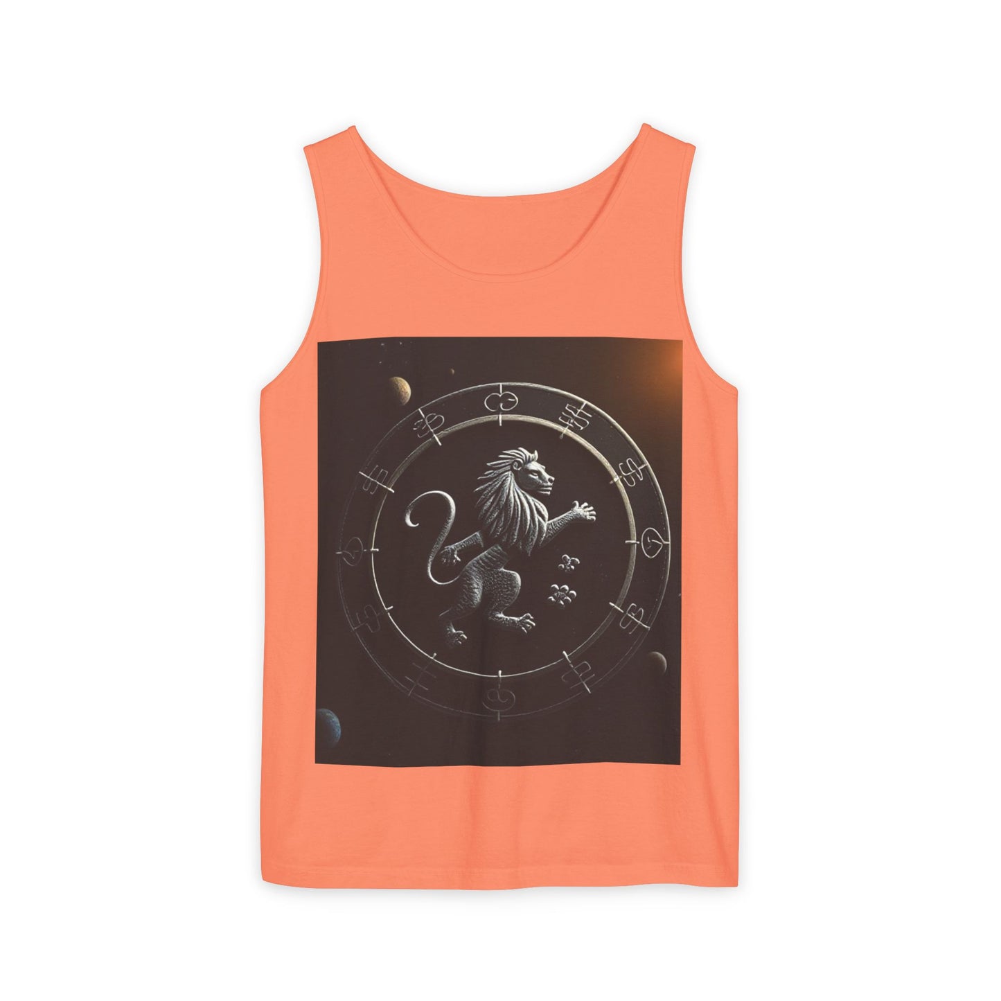 Unisex Garment-Dyed, Tank Top, Leo Design, Space Animal, 100% US cotton