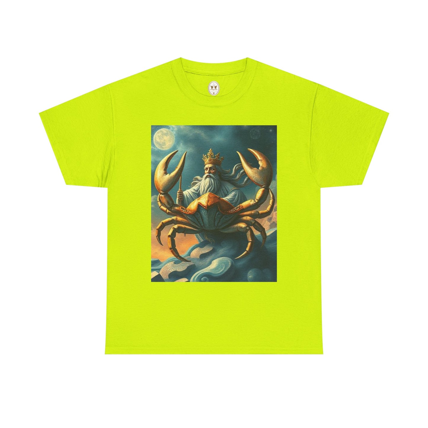 Unisex Heavy Cotton T-Shirt, Crustacean King v1, Cancer Zodiac Design