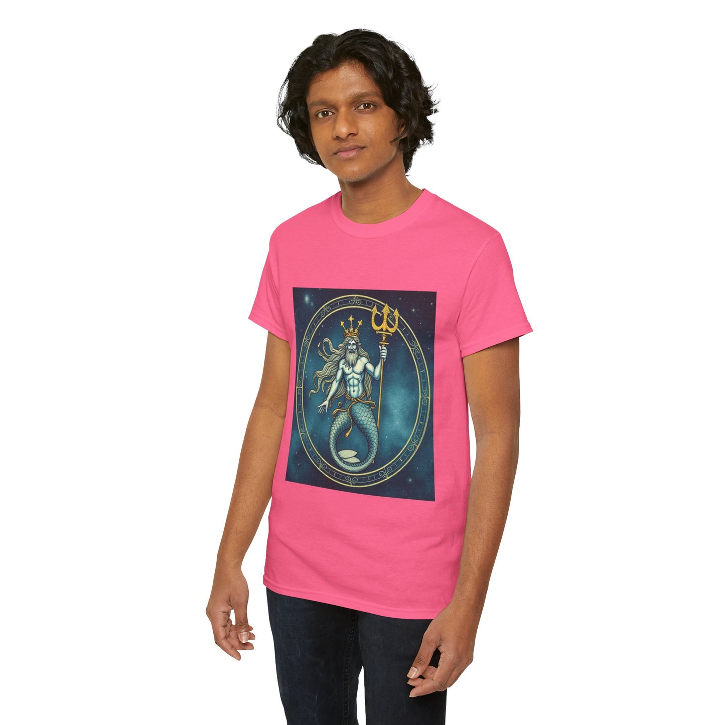 Unisex Heavy Cotton T-Shirt, Aquarius God 6v, Zodiac Design