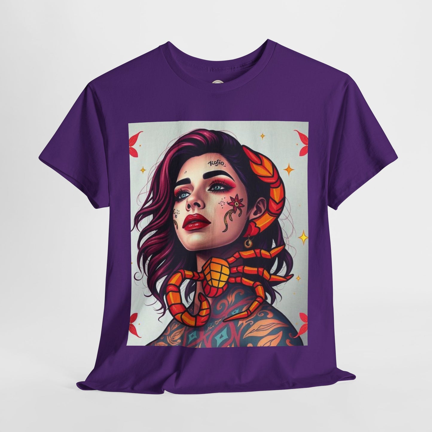 Unisex Heavy Cotton T-Shirt, Scorpio, Zodiac v3, Sexy Art