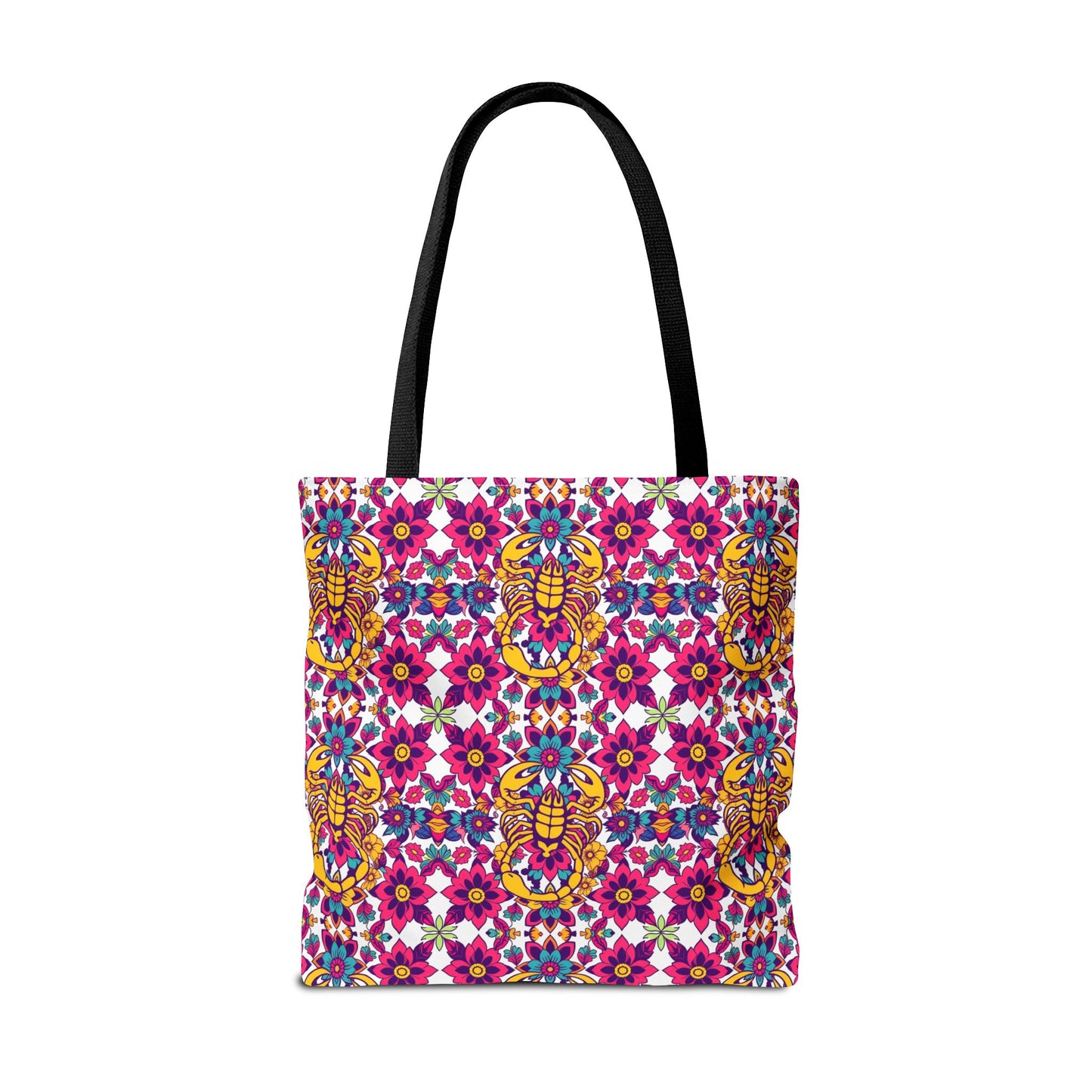Tote Bag (AOP), Scorpio, Zodiac v1, Flower Pattern
