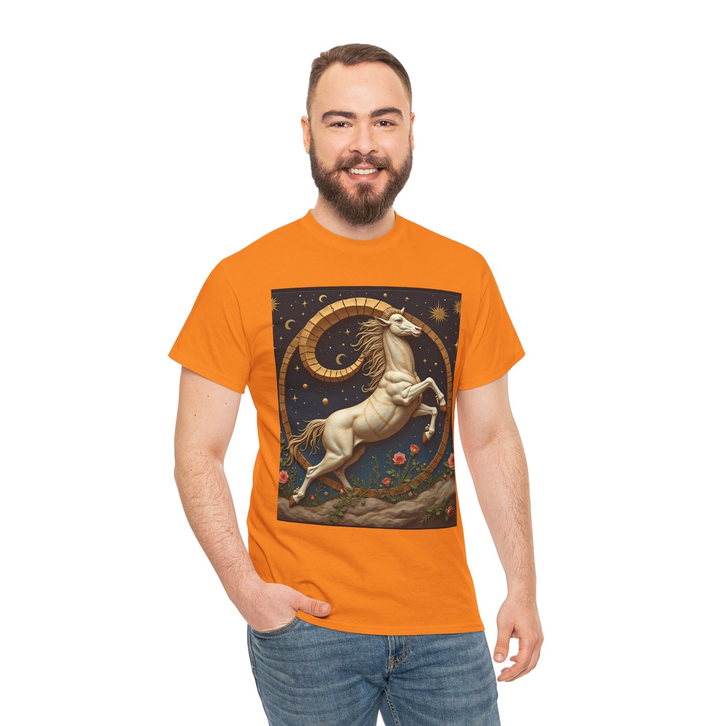 Unisex Heavy Cotton T-Shirt, Aries Animal 1v, Zodiac Design