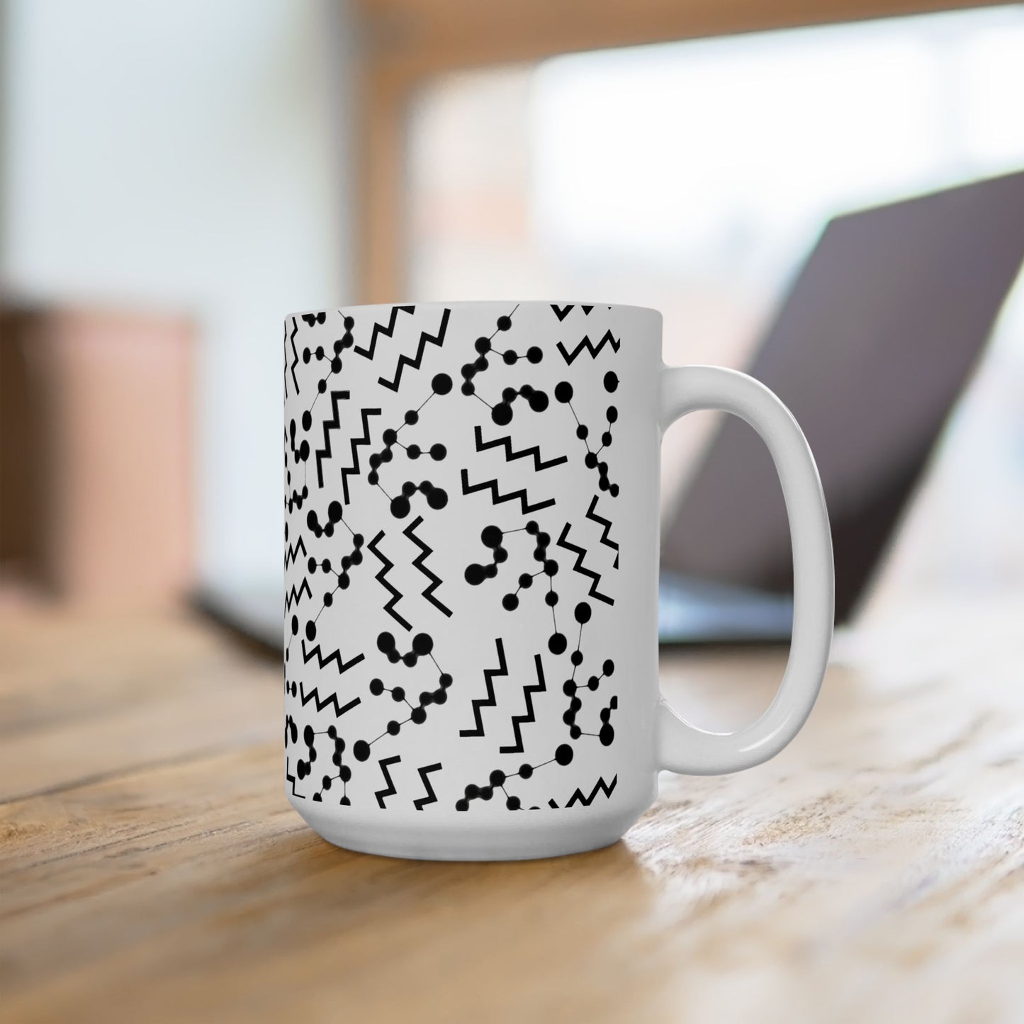 Ceramic Mug, (11oz, 15oz), Ceramic Coffee Mug, AOP, Constellation & Symbol, Aquarius Zodiac Design