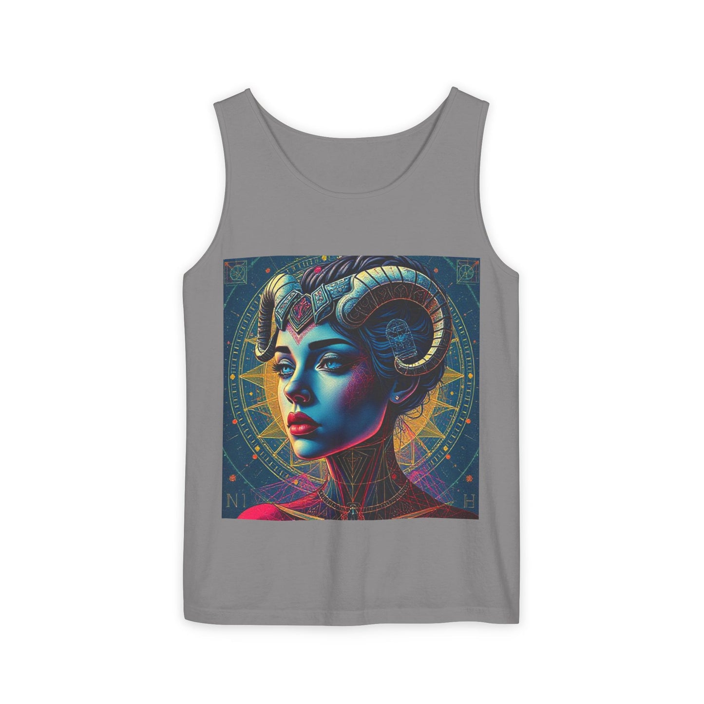 Unisex Garment-Dyed, Tank Top, Aries Design, Pop Art v1, 100% Ringspun US cotton