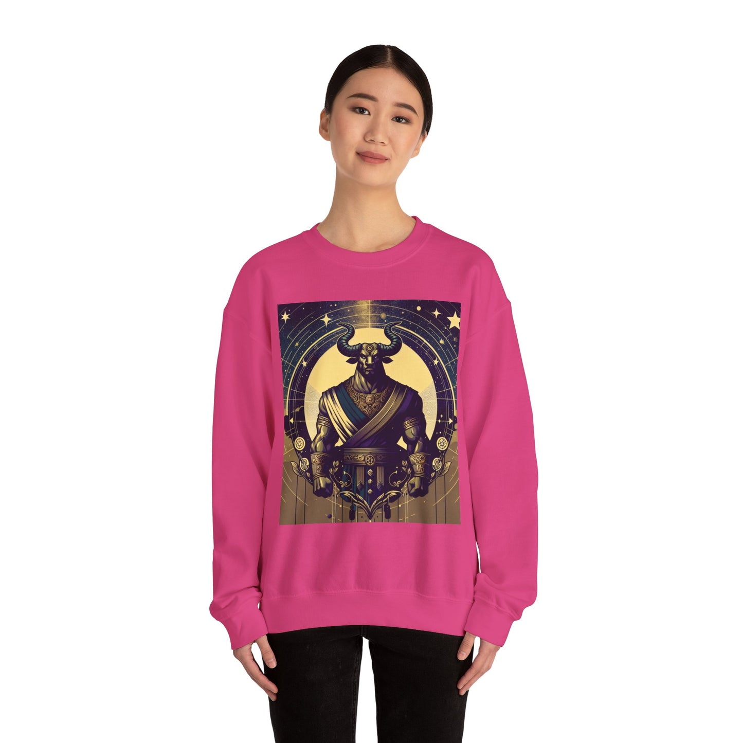 Unisex Heavy Blend™ Crewneck Sweatshirt, Minotaur, Taurus Zodiac Design
