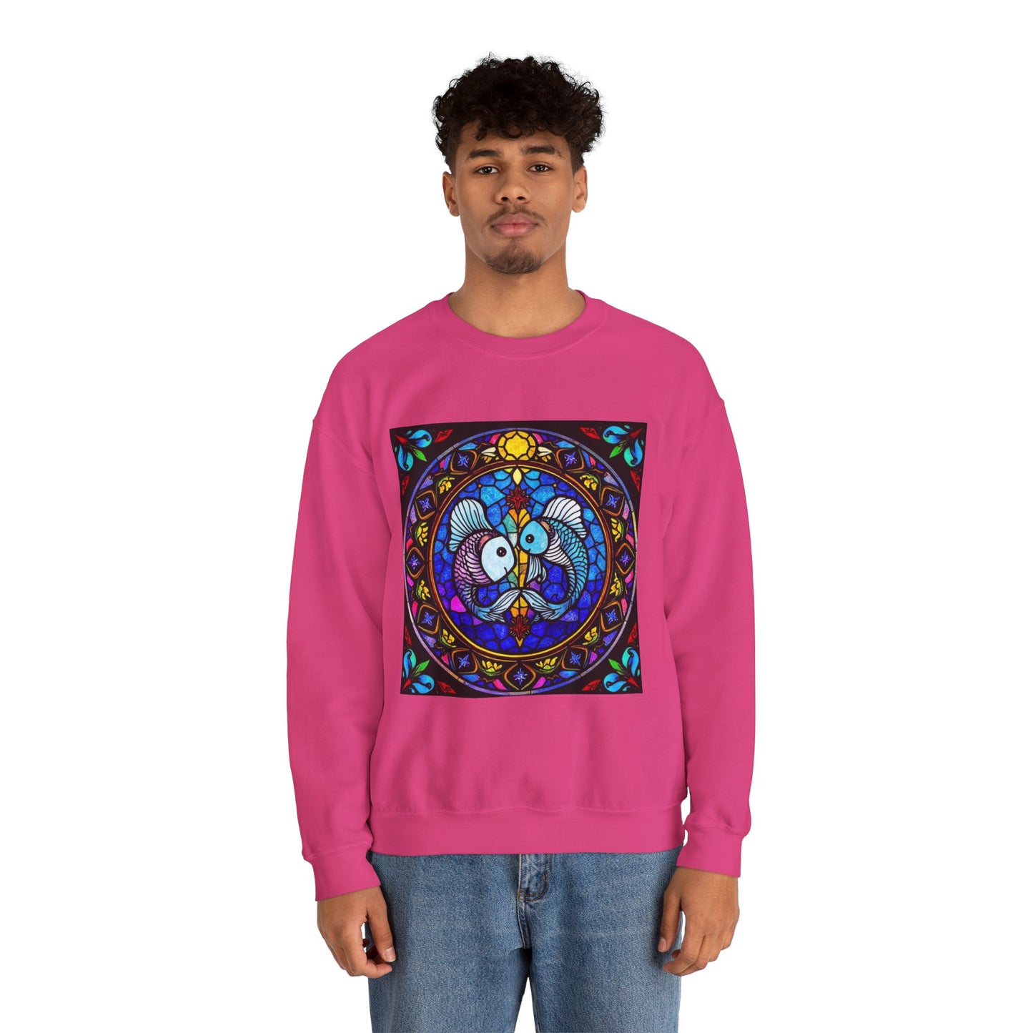Unisex Heavy Blend™ Crewneck Sweatshirt, Glass, Pisces Zodiac Design