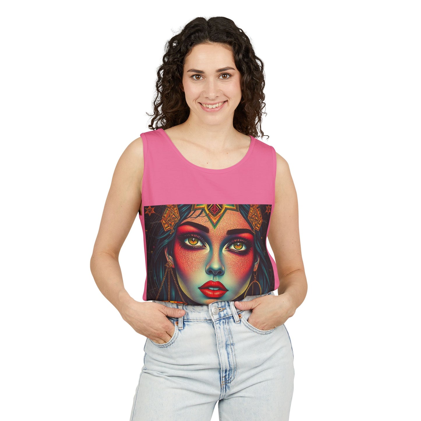 Unisex Garment-Dyed, Tank Top, Libra Design, Pop Art, 100% US cotton