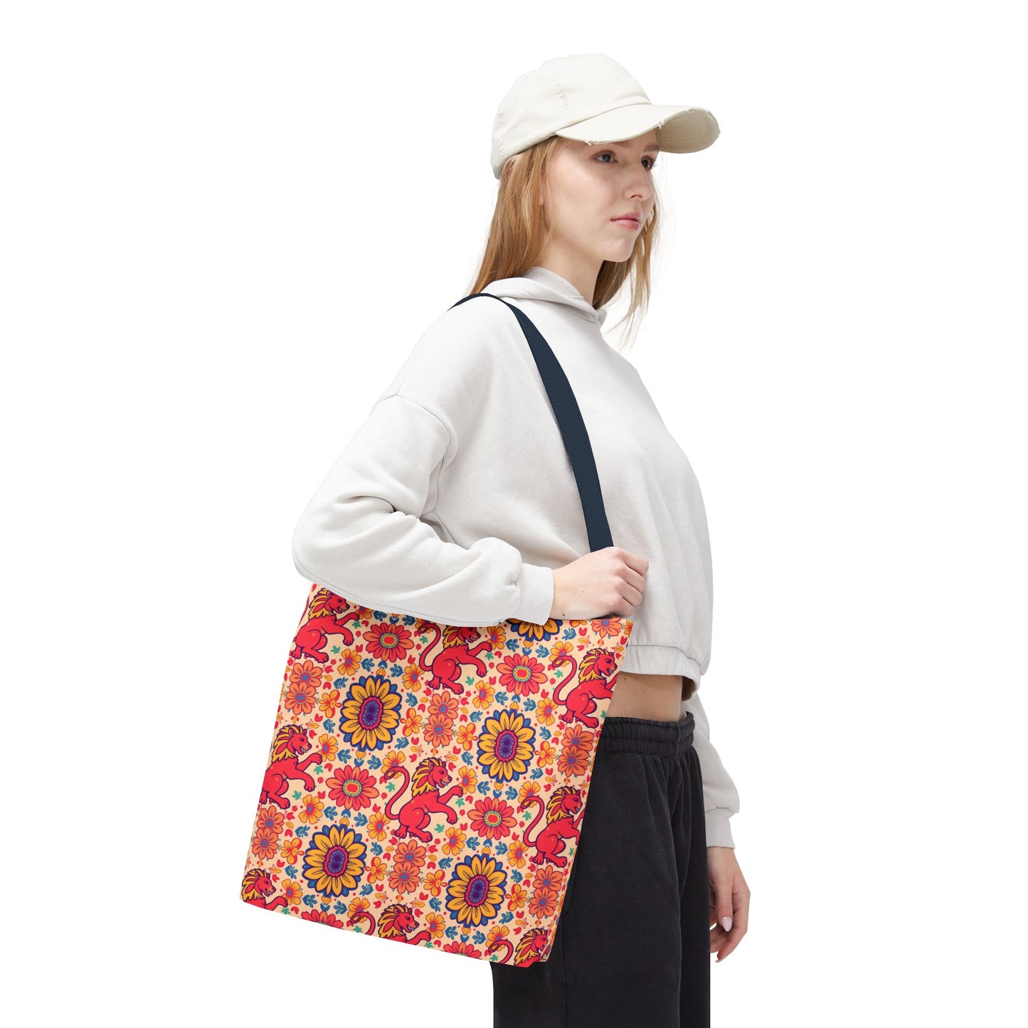 Tote Bag (AOP), Leo, Zodiac v2, Flower Pattern
