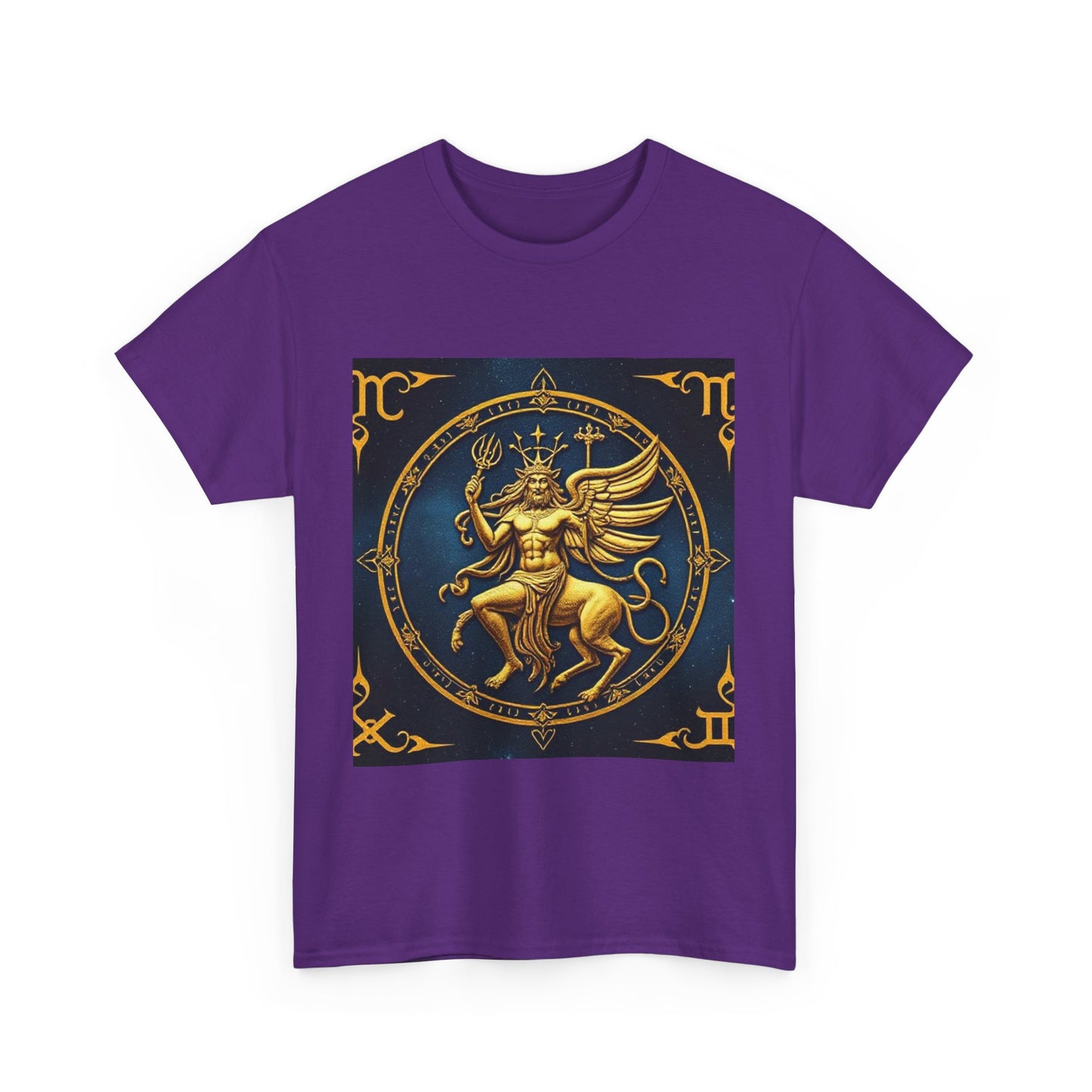 Unisex Heavy Cotton T-Shirt, Gold Angel, Symbol, Virgo Zodiac Design