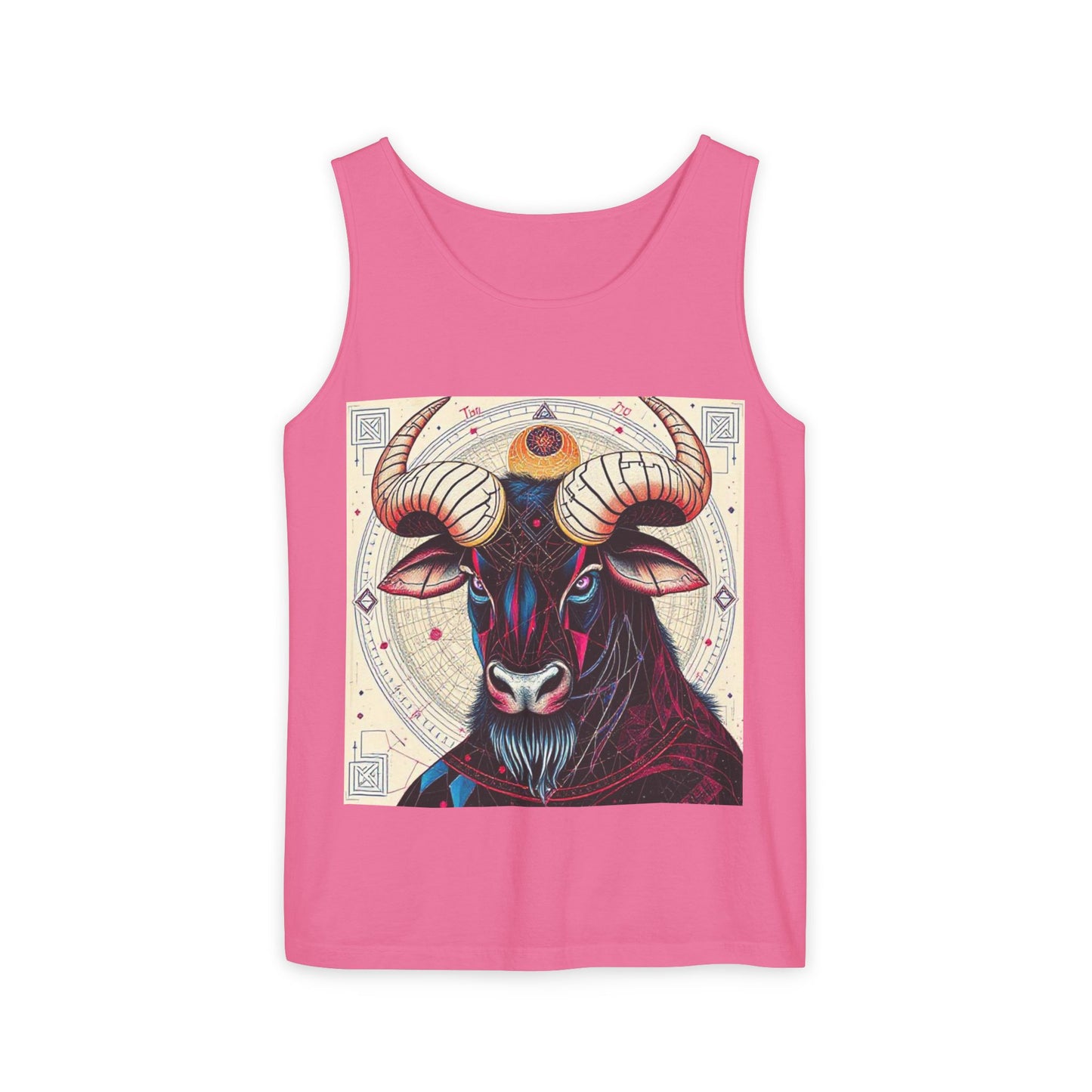 Unisex Garment-Dyed, Tank Top, Taurus Design, Pop Art, 100% US cotton