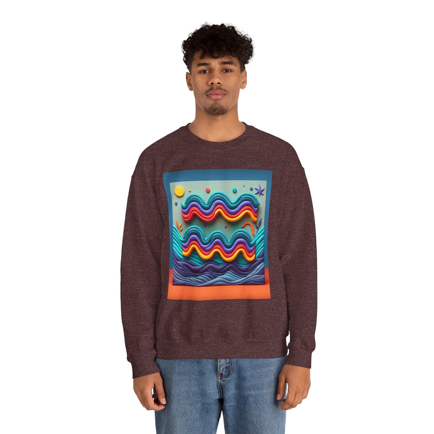 Unisex Heavy Blend™ Crewneck Sweatshirt, Water Painting, Aquarius Zodiac Design