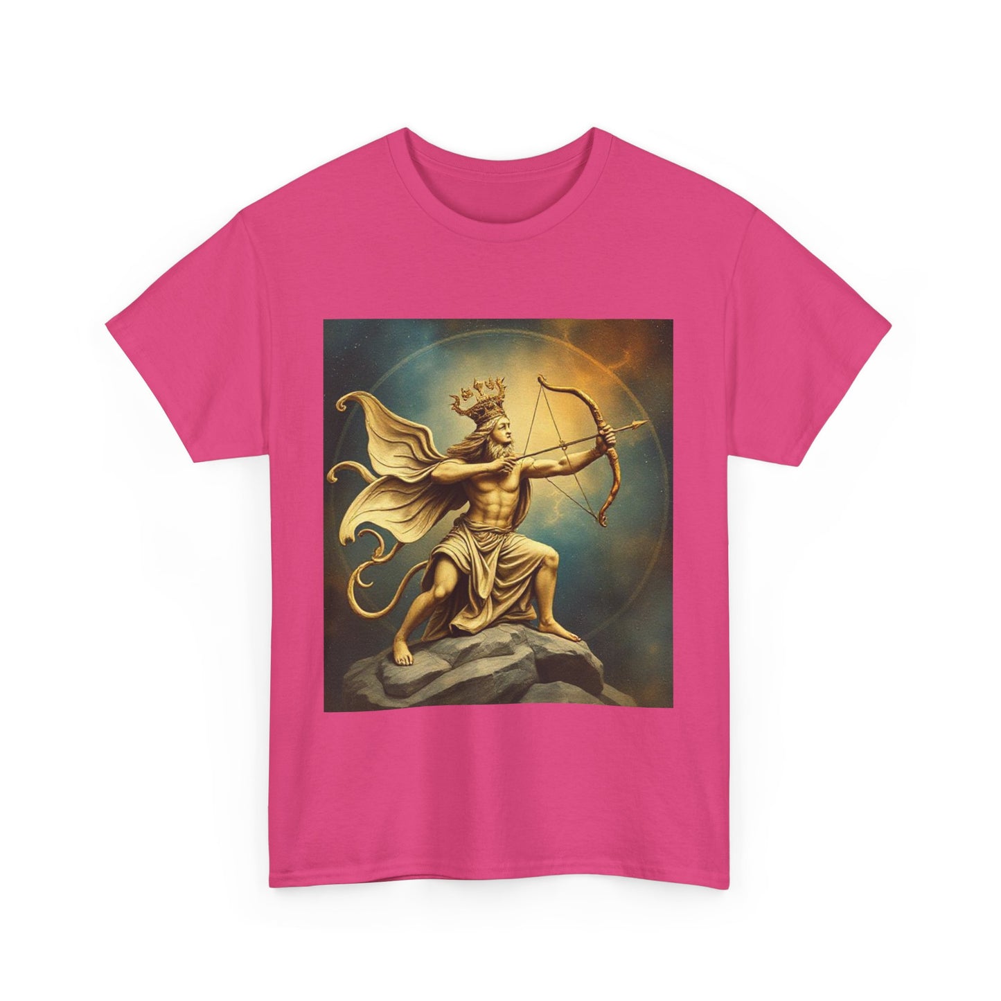 Unisex Heavy Cotton T-Shirt, Sagittarius King, Bow & Arrow, Zodiac Design