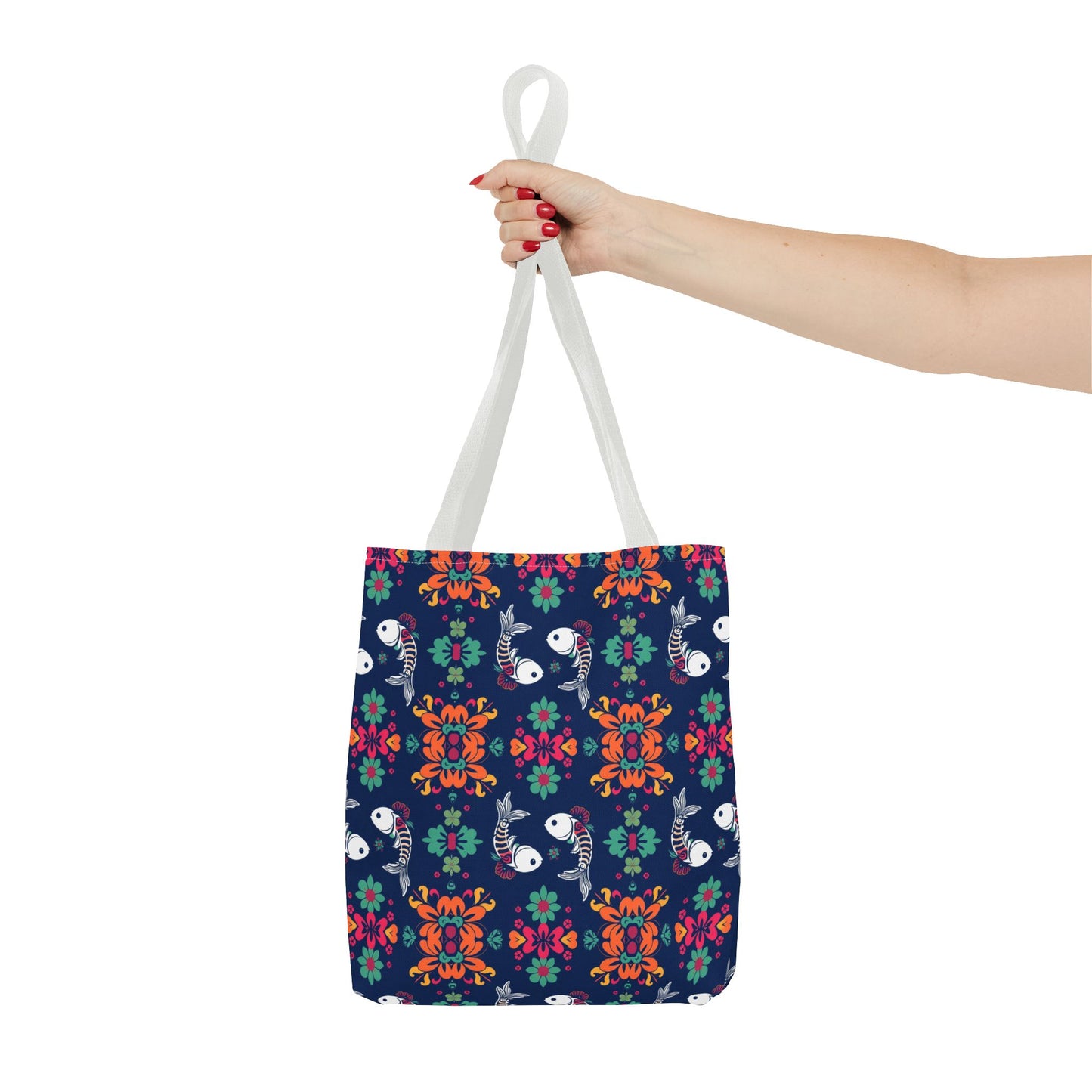 Tote Bag (AOP), Pisces, Zodiac, Flower Pattern