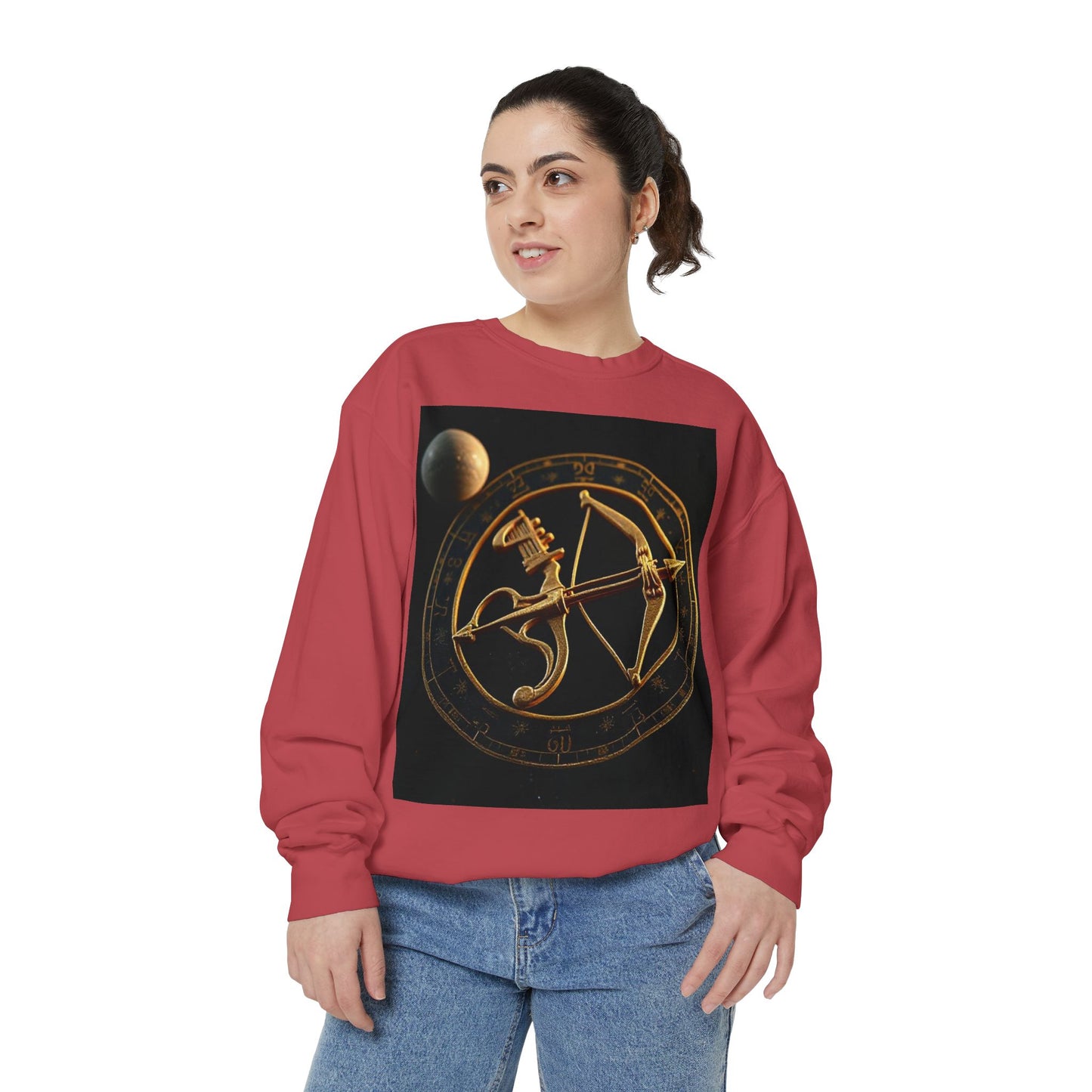 Garment-Dyed Sweatshirt, Unisex, Space Symbol Design, Sagittarius