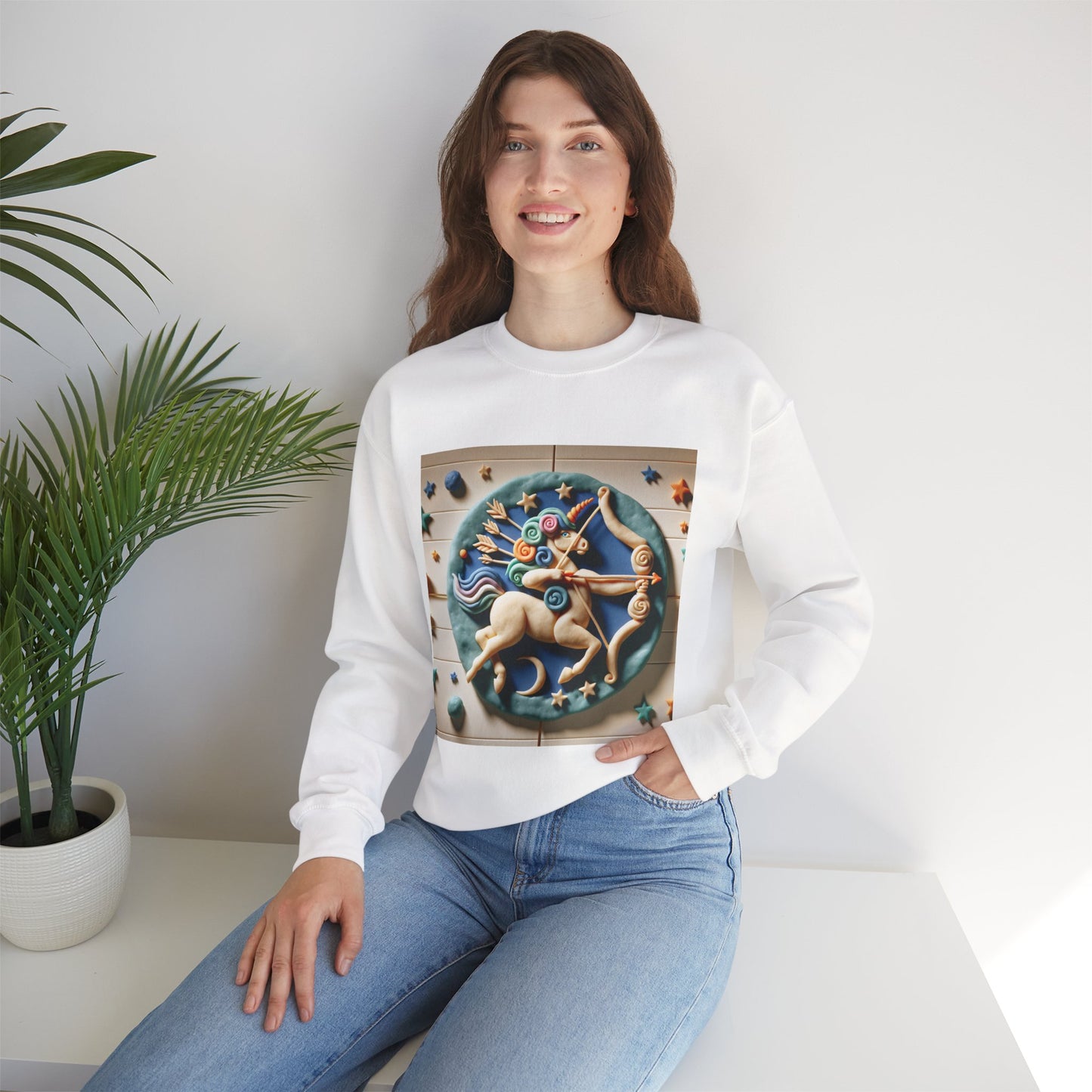 Unisex Heavy Blend™ Crewneck Sweatshirt, Colorful Horse, Sagittarius Zodiac Design