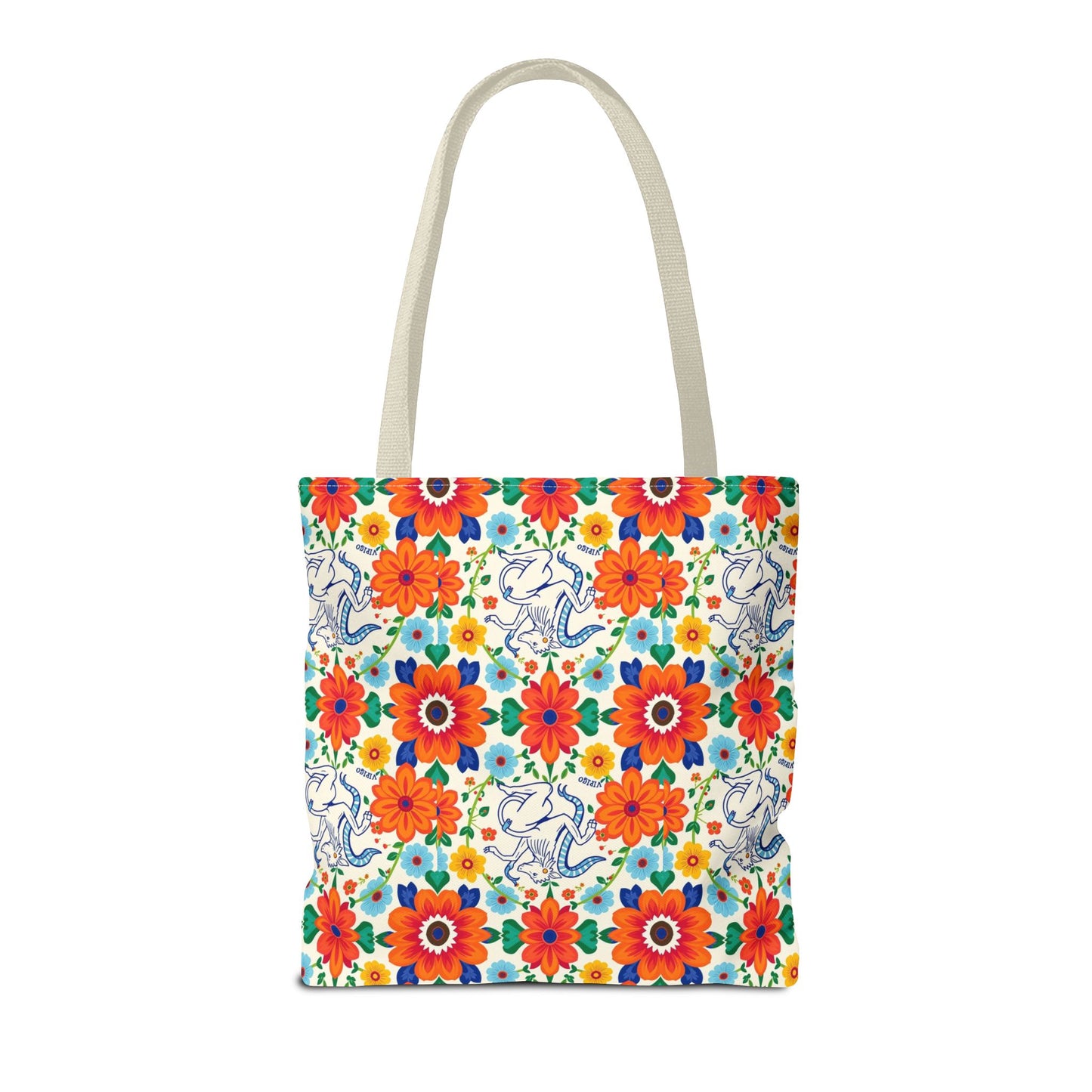 Tote Bag (AOP), Virgo, Zodiac v1, Flower Pattern