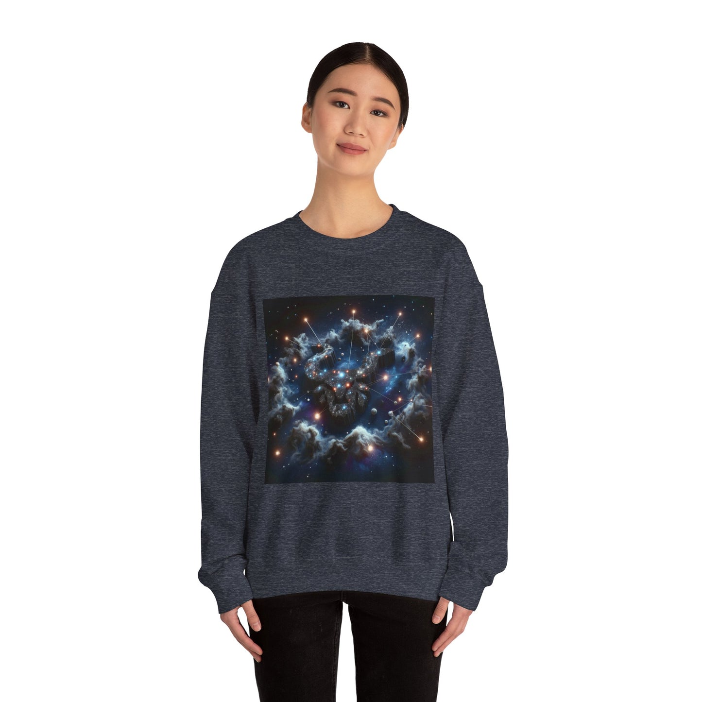 Unisex Heavy Blend™ Crewneck Sweatshirt, Space Bullhead, Taurus Zodiac Design