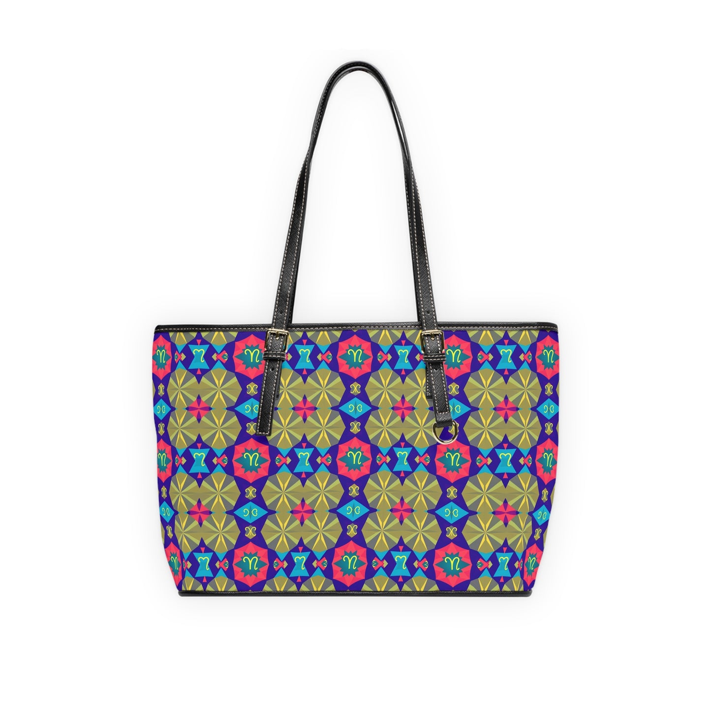 Leather Shoulder Bag, Aquarius, Zodiac v3, Shapes Pattern