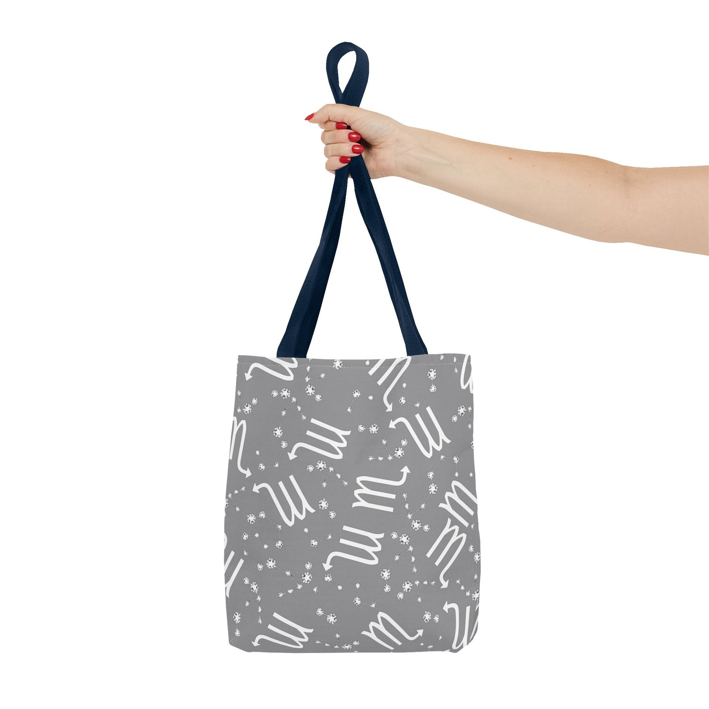 Tote Bag, Scorpio Zodiac Sign, AOP, (Grey, White)
