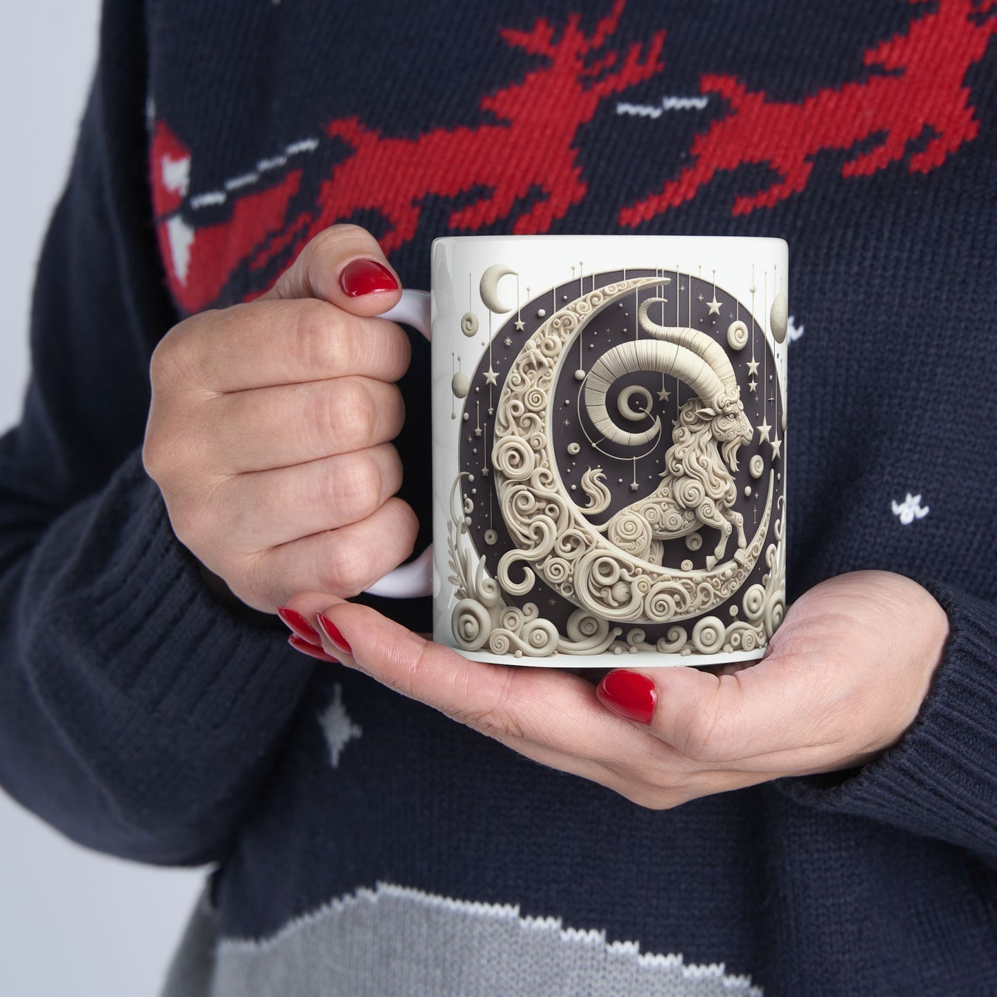 Ceramic Mug, (11oz, 15oz), Ceramic Coffee Mug, Stone & Stars, Capricorn Zodiac Design