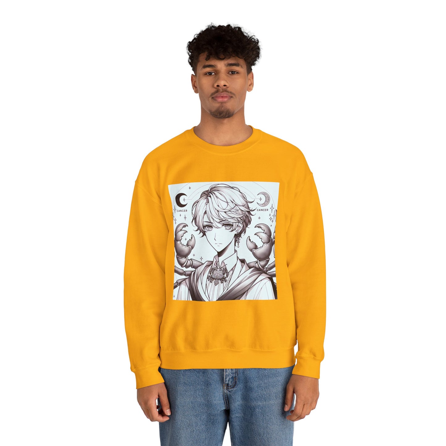 Unisex Heavy Blend™ Crewneck Sweatshirt,Two Moon, Cancer Zodiac Design