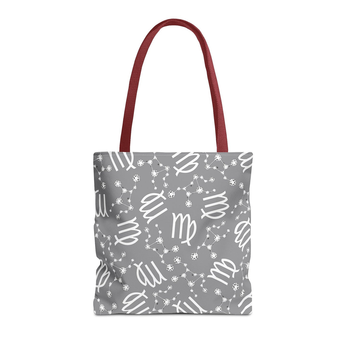Tote Bag, Virgo Zodiac Sign, AOP, (Grey, White)