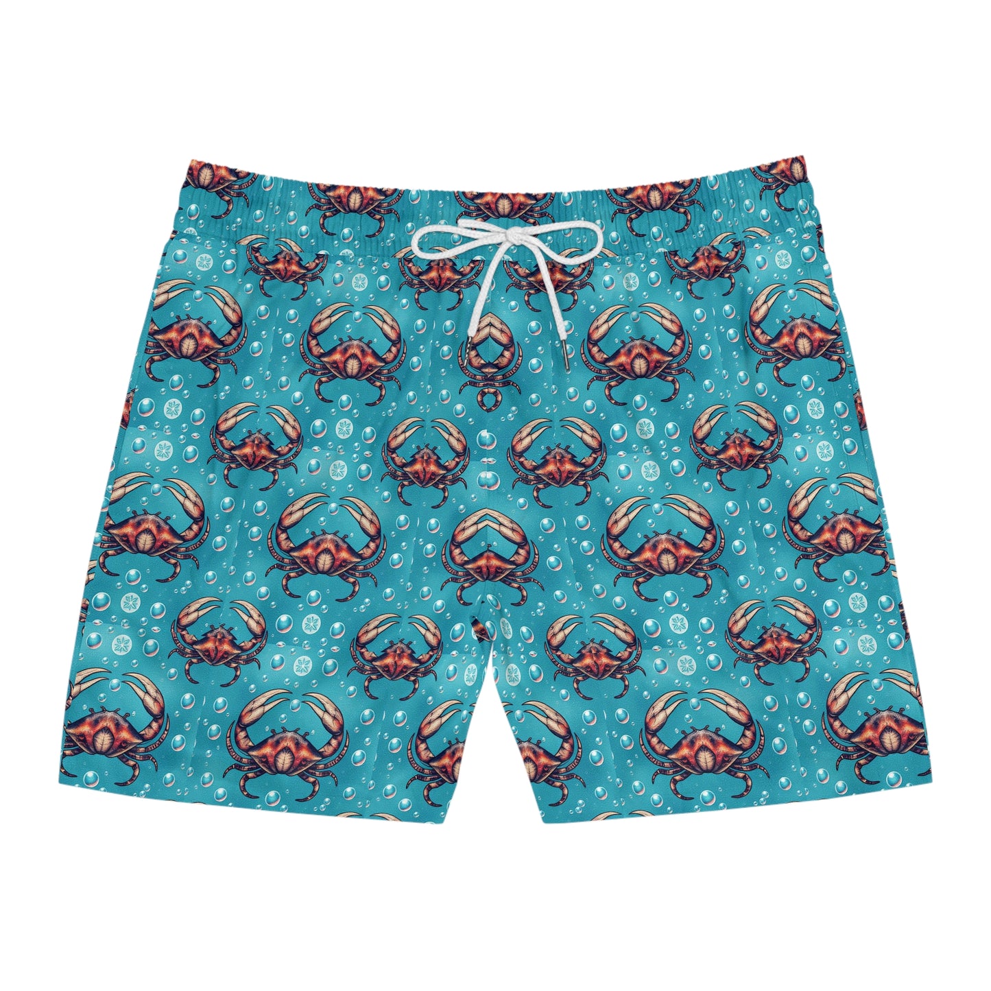 Men's Mid-Length Swim Shorts, (AOP), Cancer, Zodiac v2, Bubble Pattern