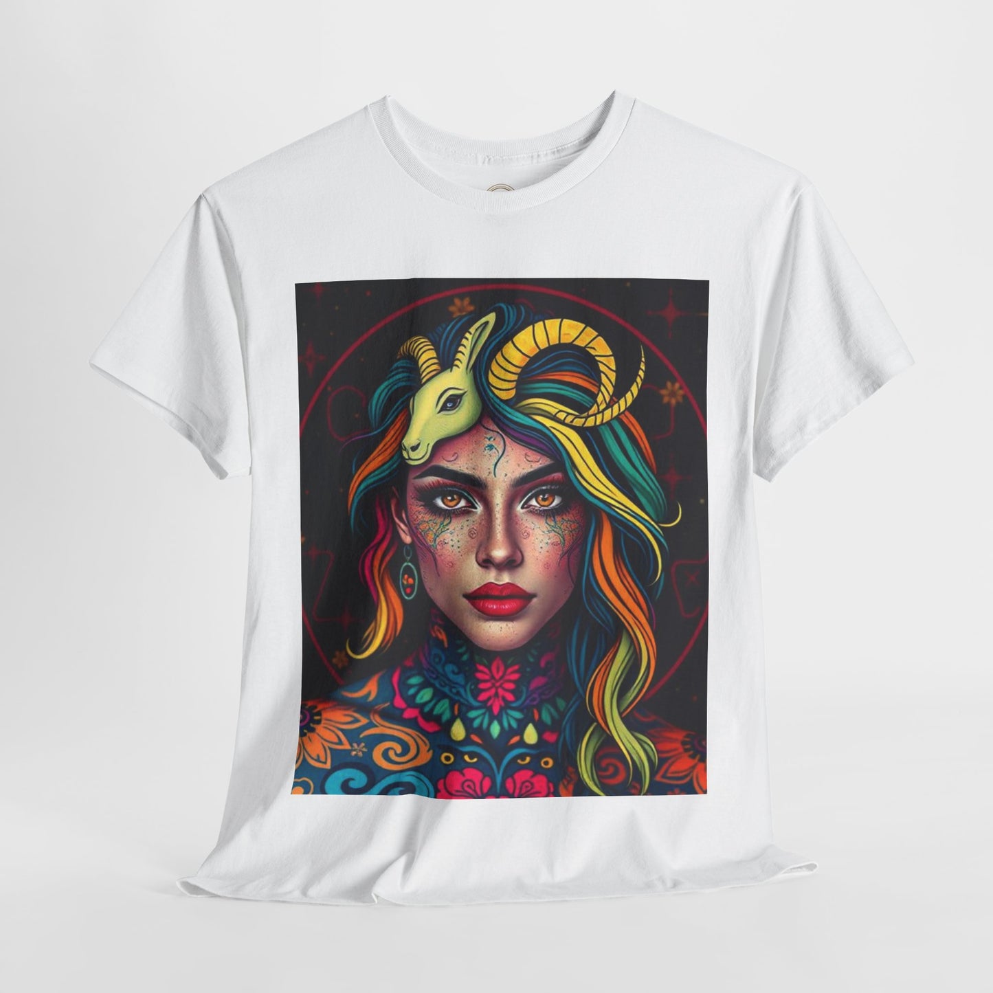 Unisex Heavy Cotton T-Shirt, Capricorn, Zodiac v2, Sexy Art