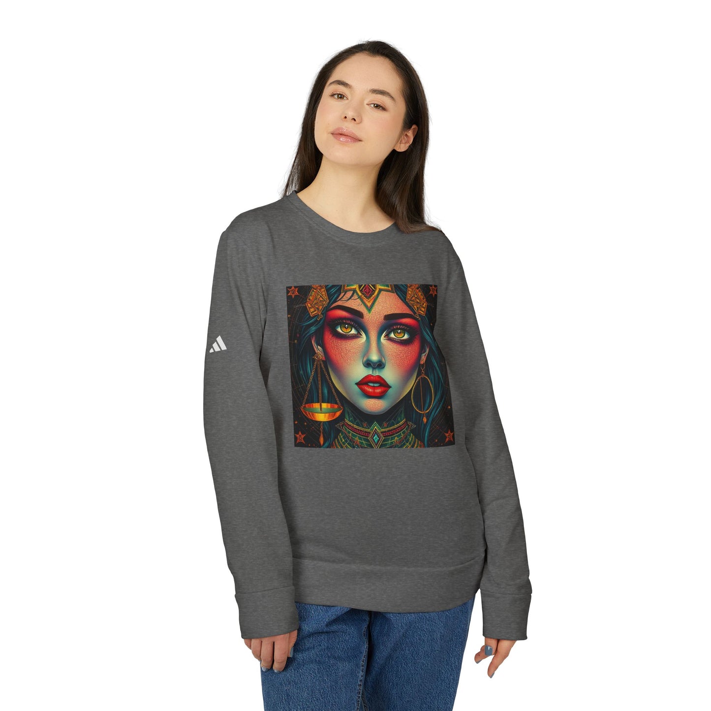 Adidas, Unisex Fleece Crewneck Sweatshirt, Libra, Pop Art v1, Zodiac