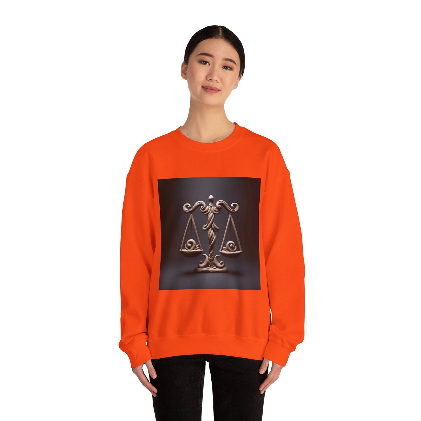 Unisex Heavy Blend™ Crewneck Sweatshirt, Brown Scale, Libra Zodiac Design