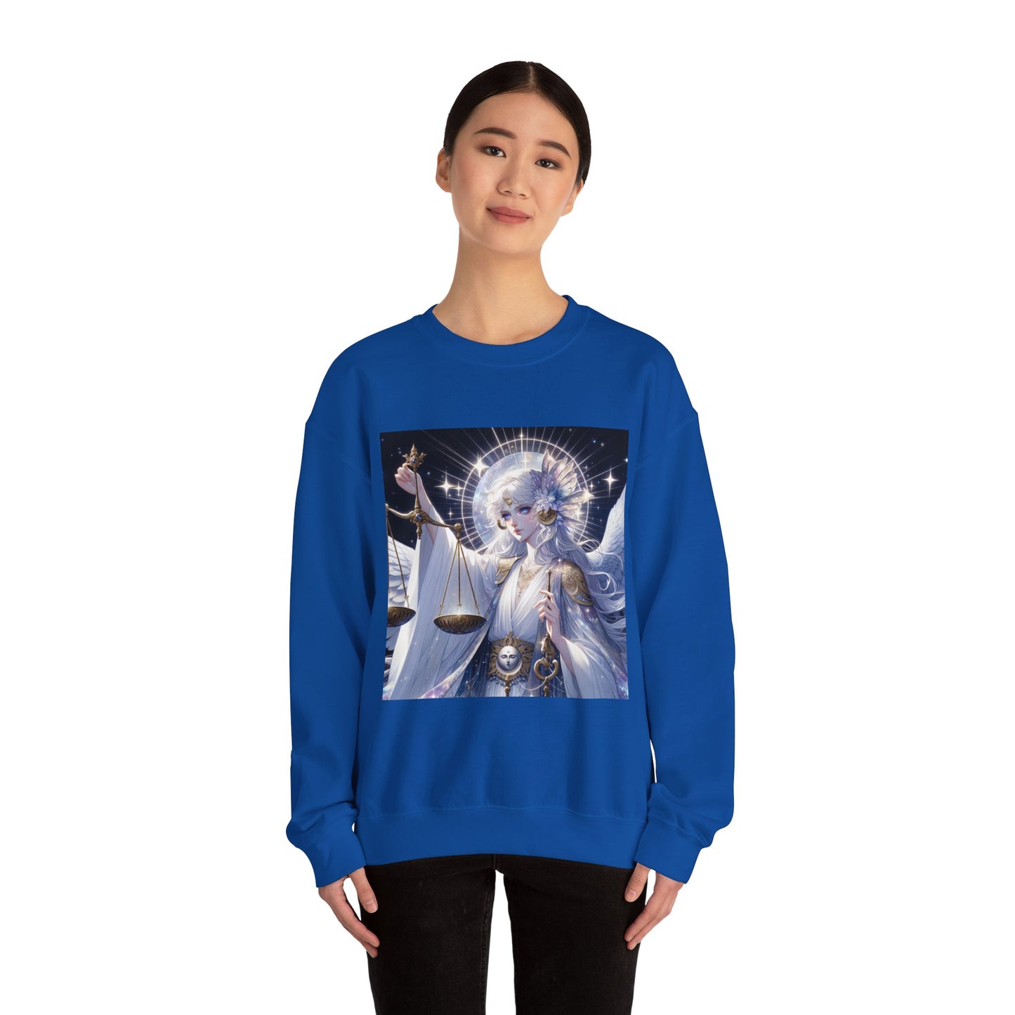 Unisex Heavy Blend™ Crewneck Sweatshirt,anime angel, Libra Zodiac Design