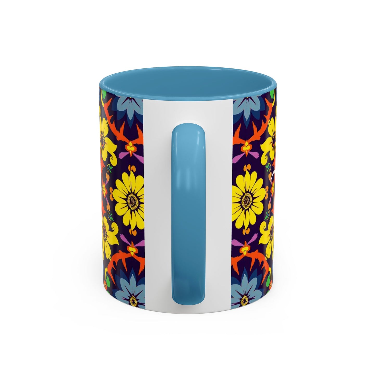 Accent Coffee Mug, Aquarius, Zodiac v1, Flower Pattern, (11, 15oz)
