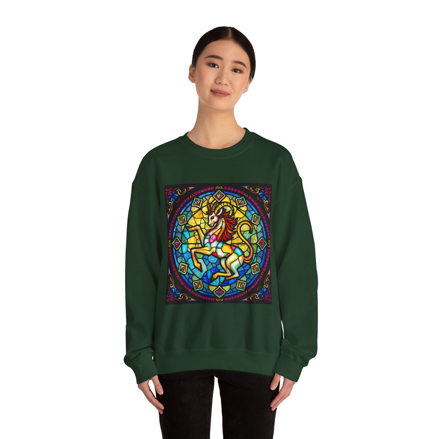 Unisex Heavy Blend™ Crewneck Sweatshirt, Glass, Capricorn Zodiac Design