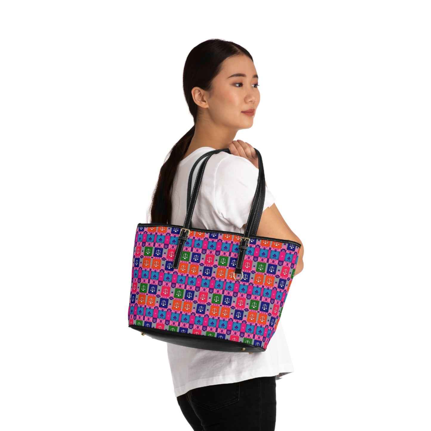 Leather Shoulder Bag, Libra, Zodiac, Shapes Pattern