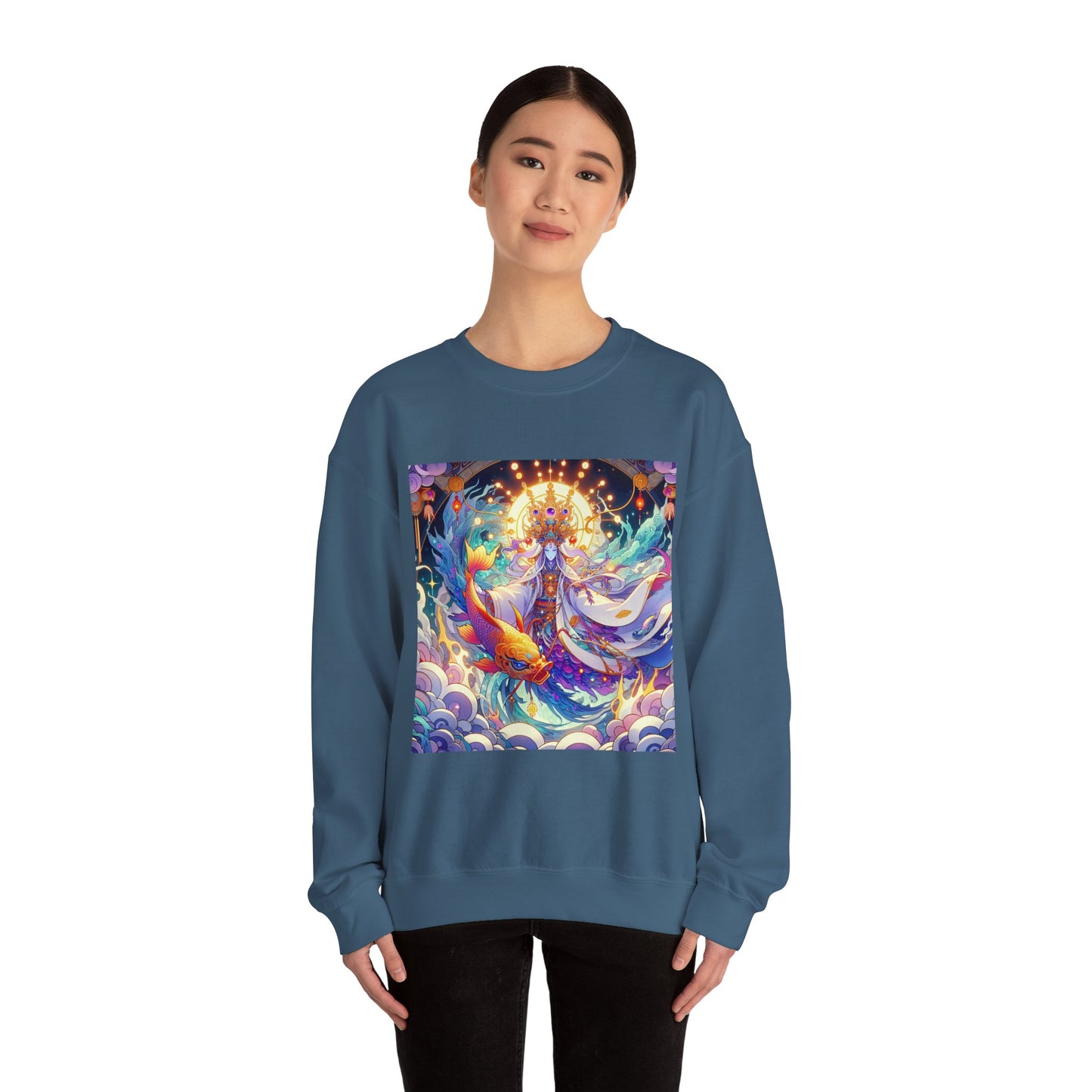 Unisex Heavy Blend™ Crewneck Sweatshirt, Anime Pisces King, Zodiac Design