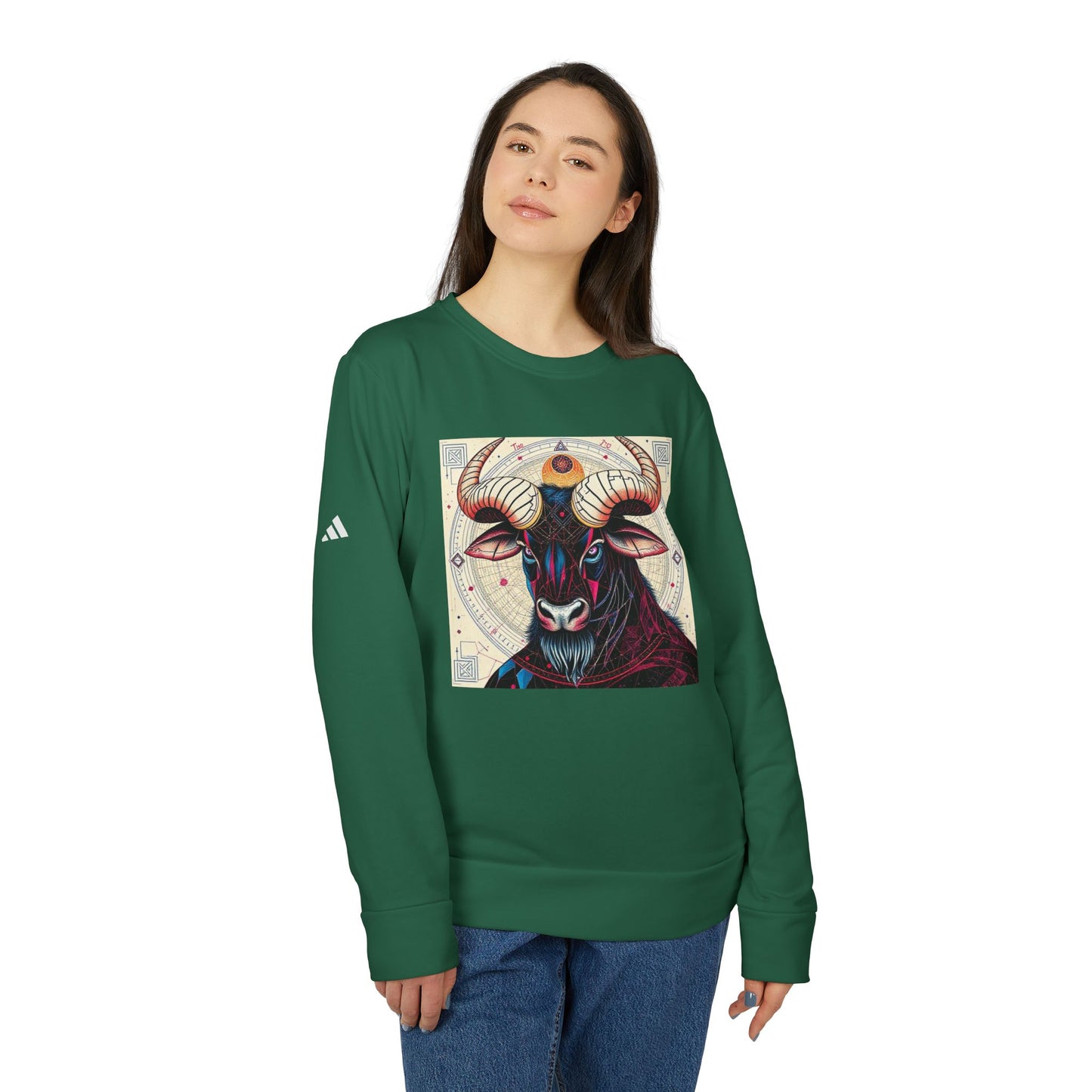 Adidas, Unisex Fleece Crewneck Sweatshirt, Taurus, Pop Art v1, Zodiac