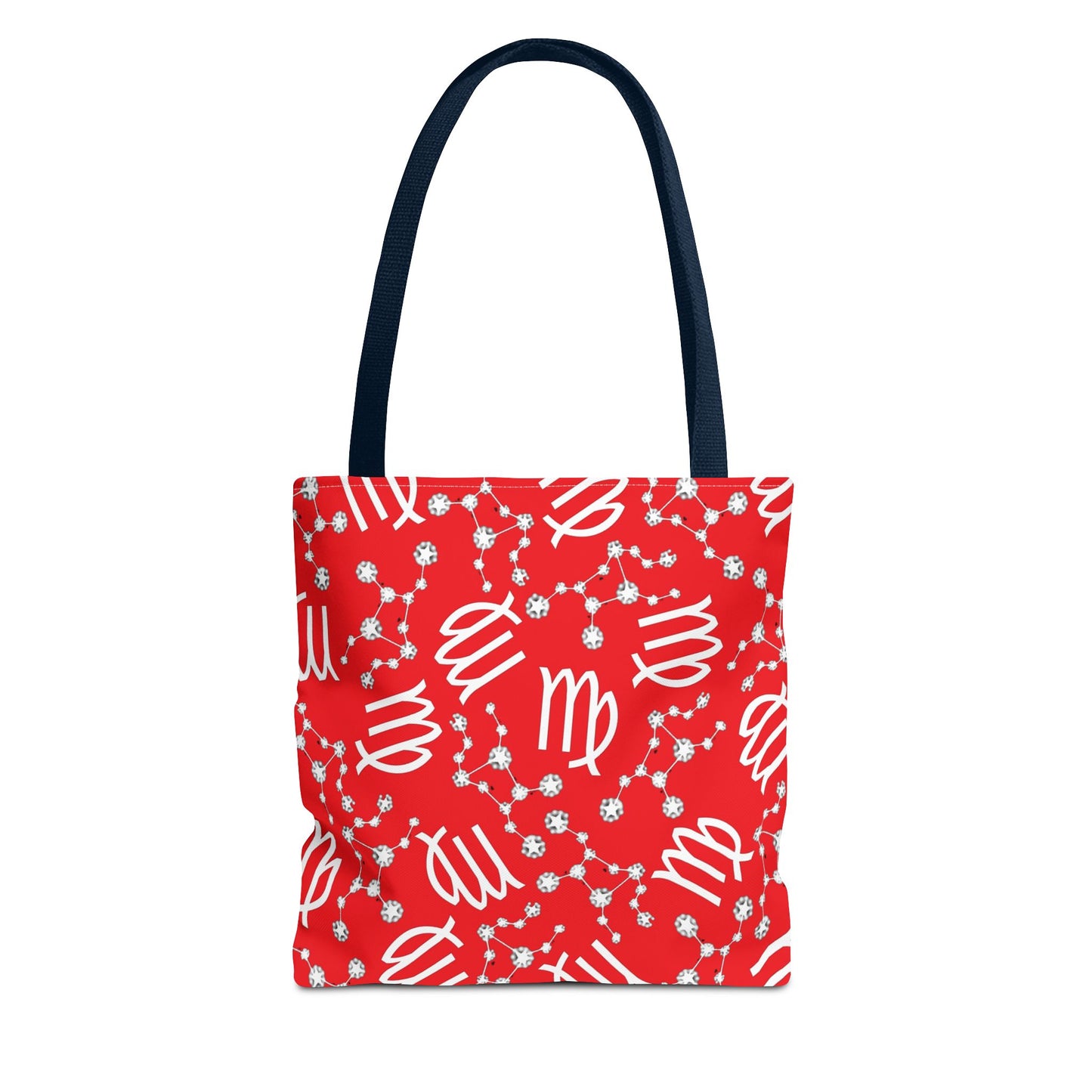 Tote Bag, Virgo Zodiac Sign, AOP, (Red, White)