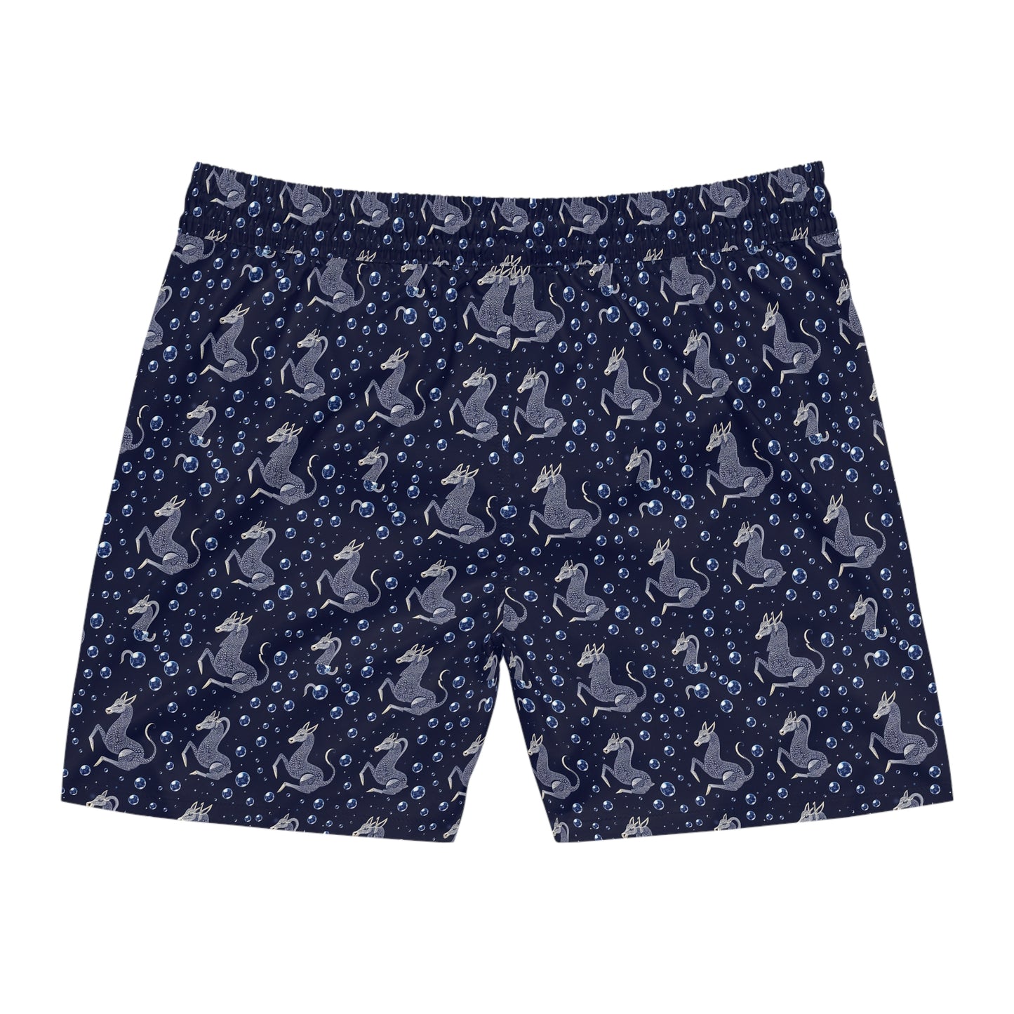 Men's Mid-Length Swim Shorts, (AOP), Capricorn, Zodiac, Bubble Pattern