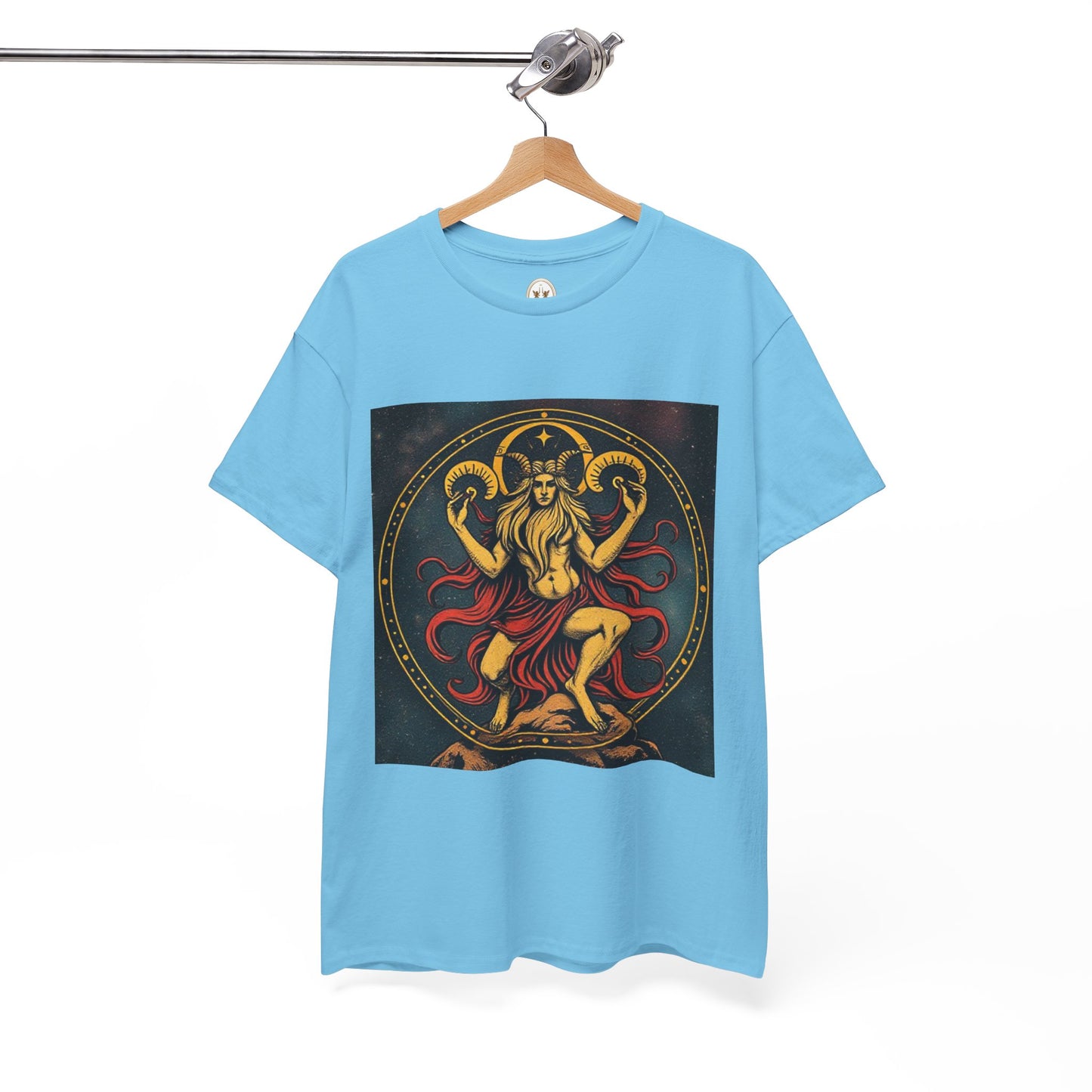 Unisex Heavy Cotton T-Shirt, Aries God 3v, Zodiac Design
