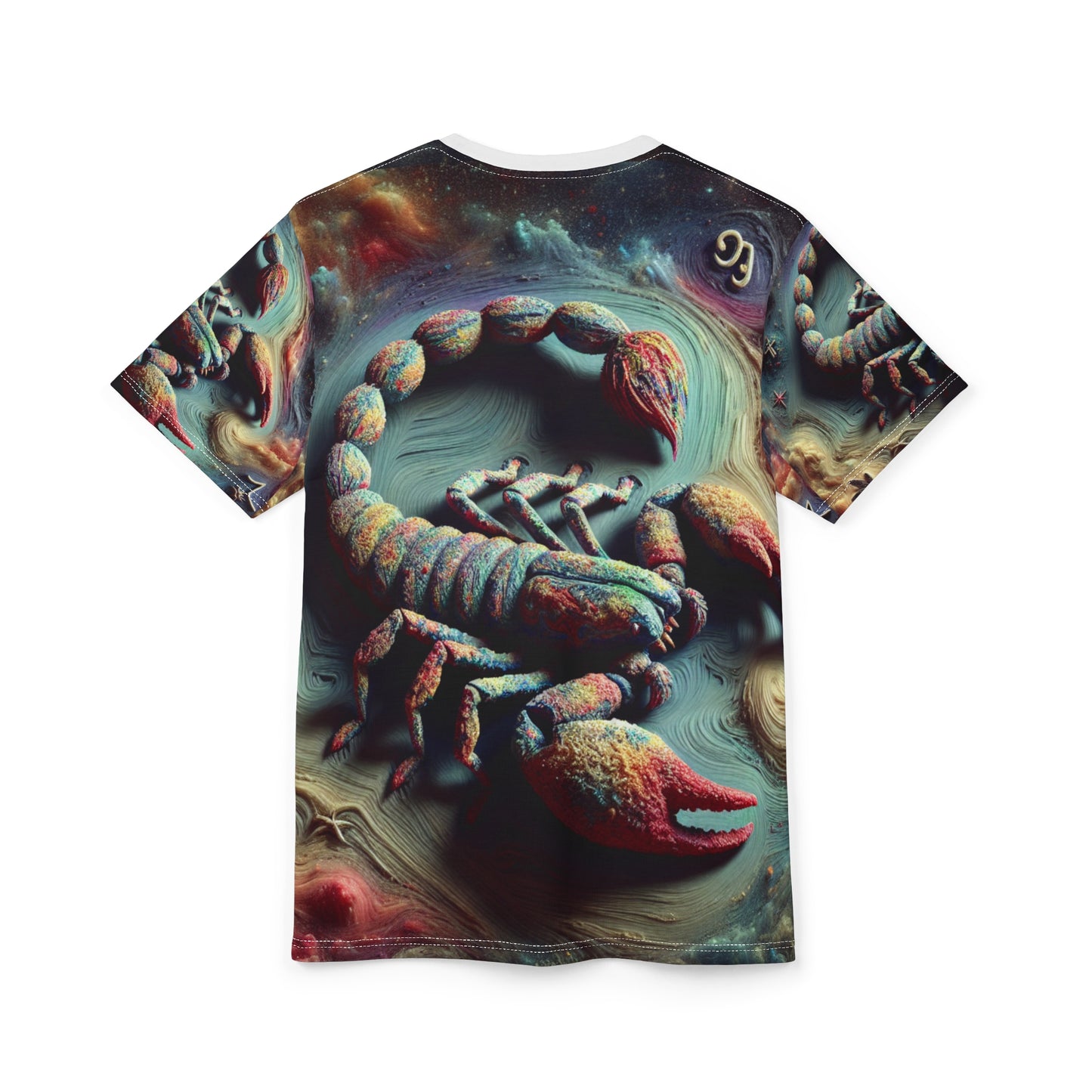 Unisex Cut & Sew T-Shirt (AOP), Trippy Mist, Scorpio Zodiac Design, Regular fit, 100% Polyester