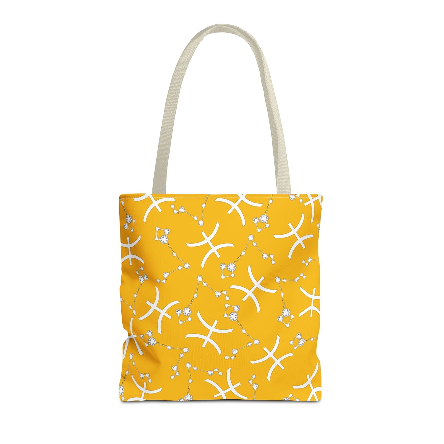 Tote Bag, Pisces Zodiac Sign, AOP, (Yellow, White)