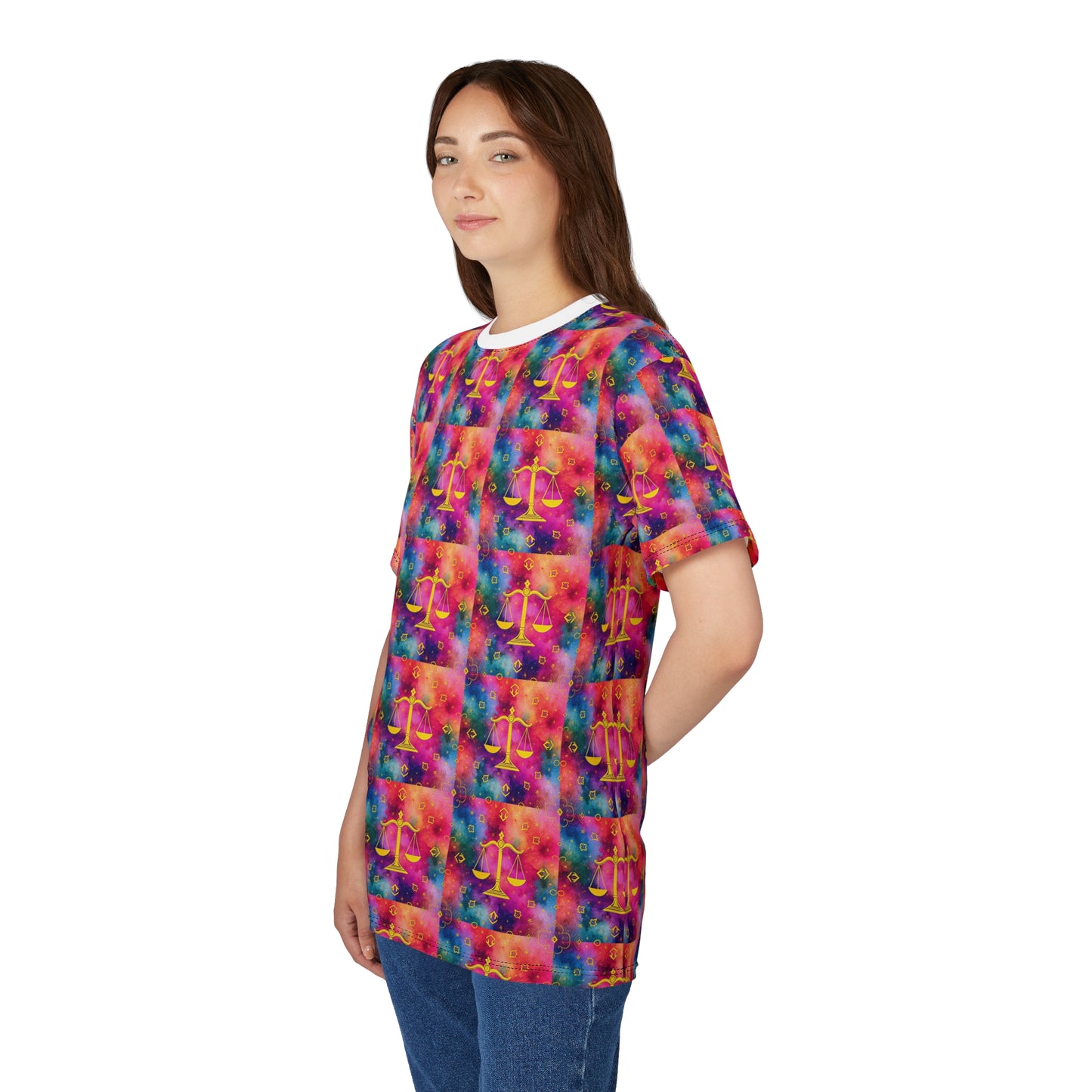 Unisex Cut & Sew T-Shirt, AOP, Libra, Zodiac, Pattern