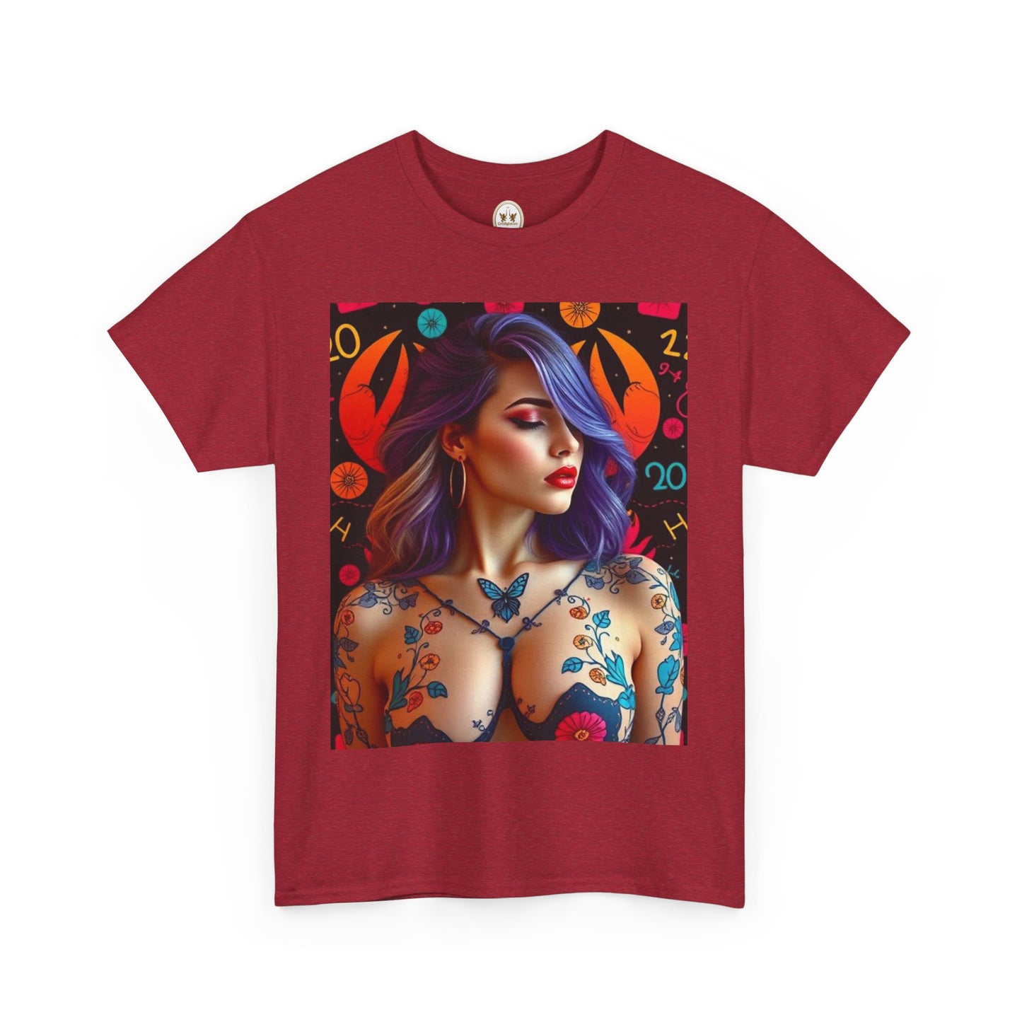 Unisex Heavy Cotton T-Shirt, Cancer, Zodiac, Sexy Art