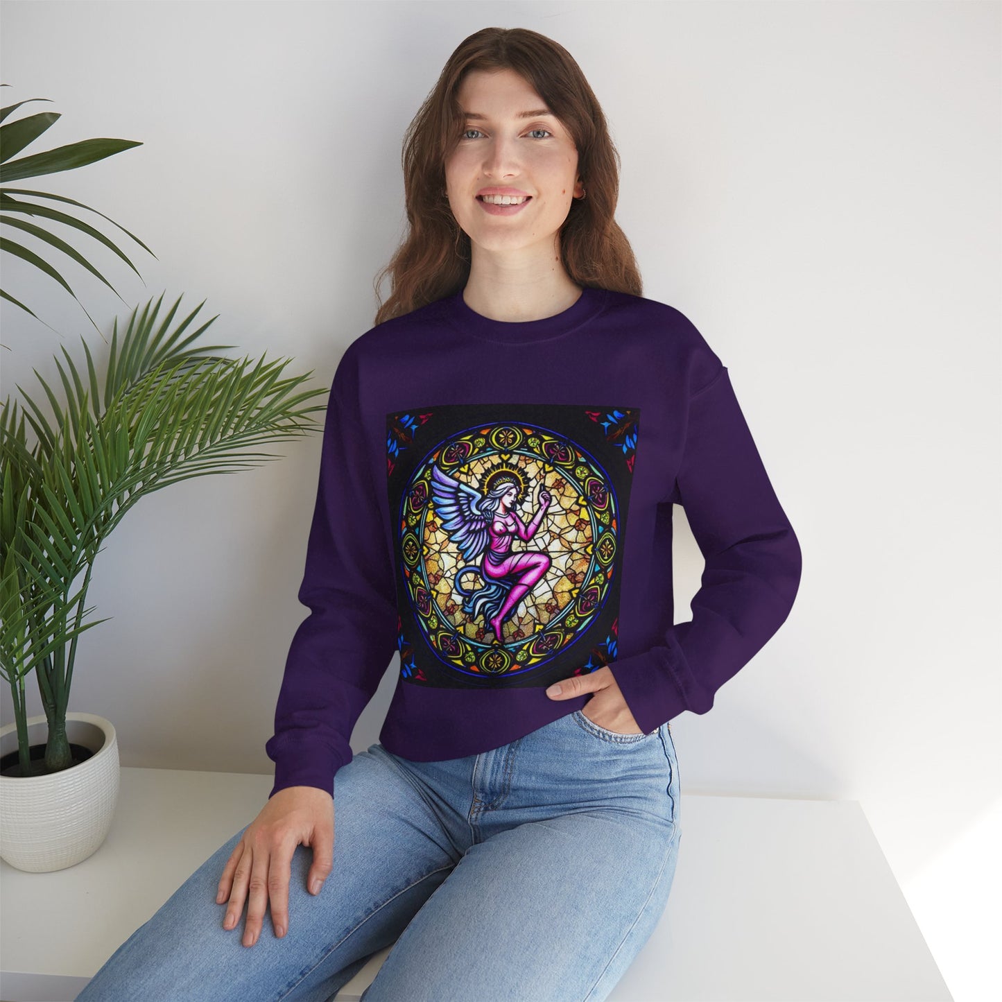 Unisex Heavy Blend™ Crewneck Sweatshirt, Glass 1, Virgo Zodiac Design