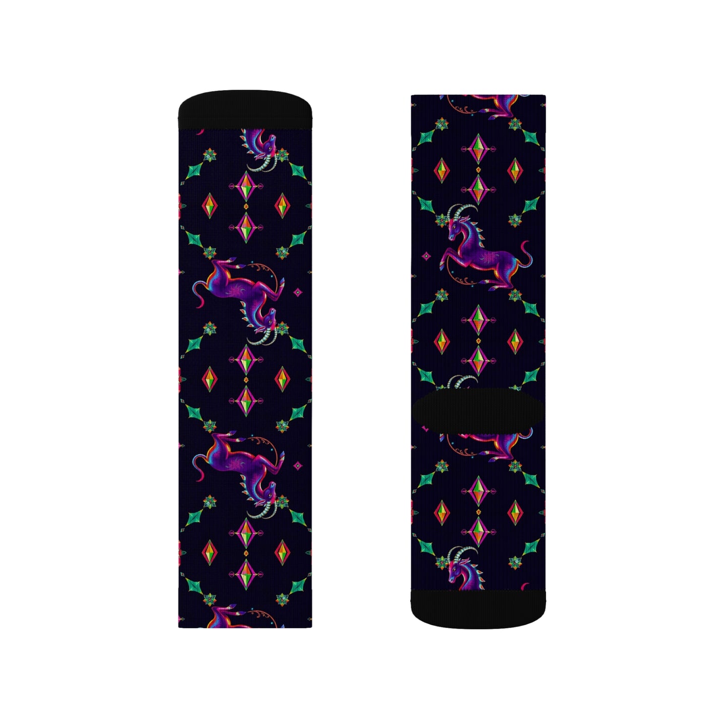 Sublimation Socks, Capricorn, Zodiac v3, Jewel Pattern