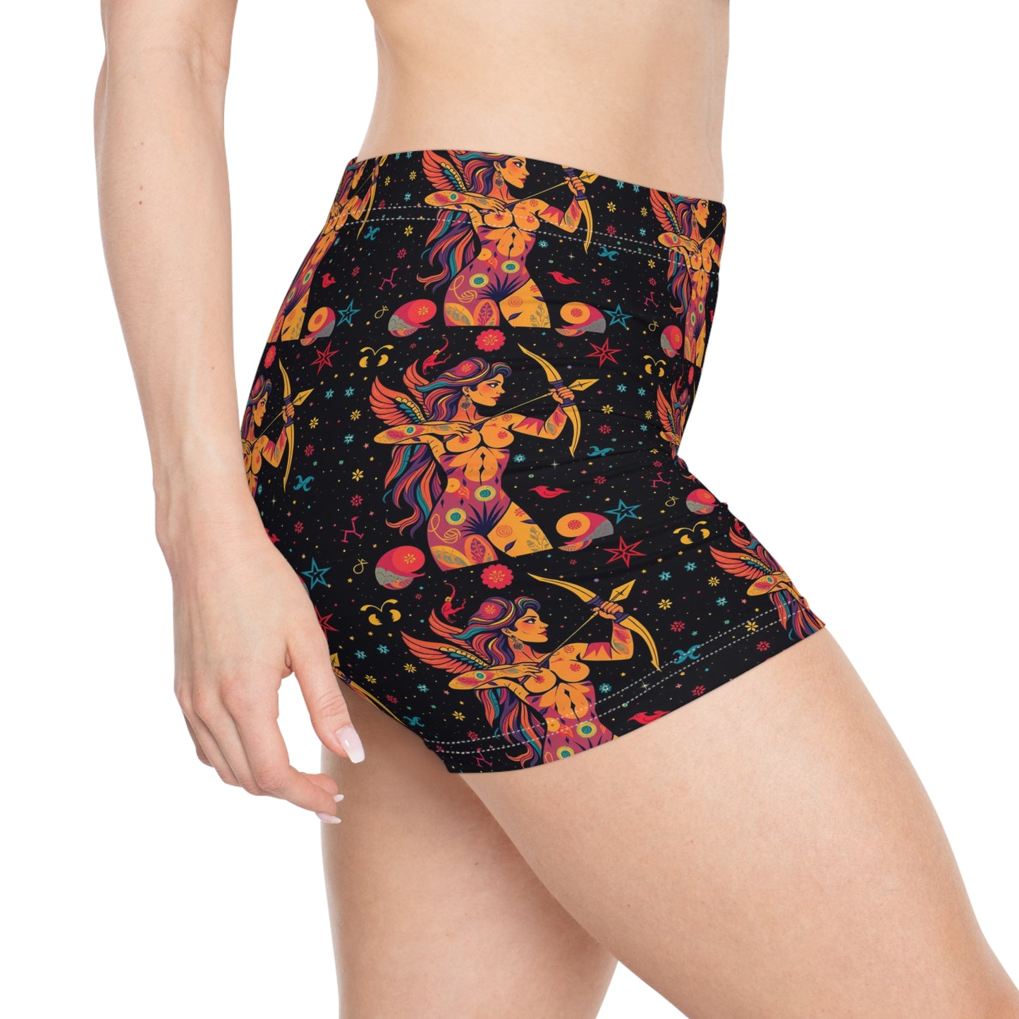 Women's Shorts, (AOP), Sagittarius, Zodiac v2, Sexy Pattern