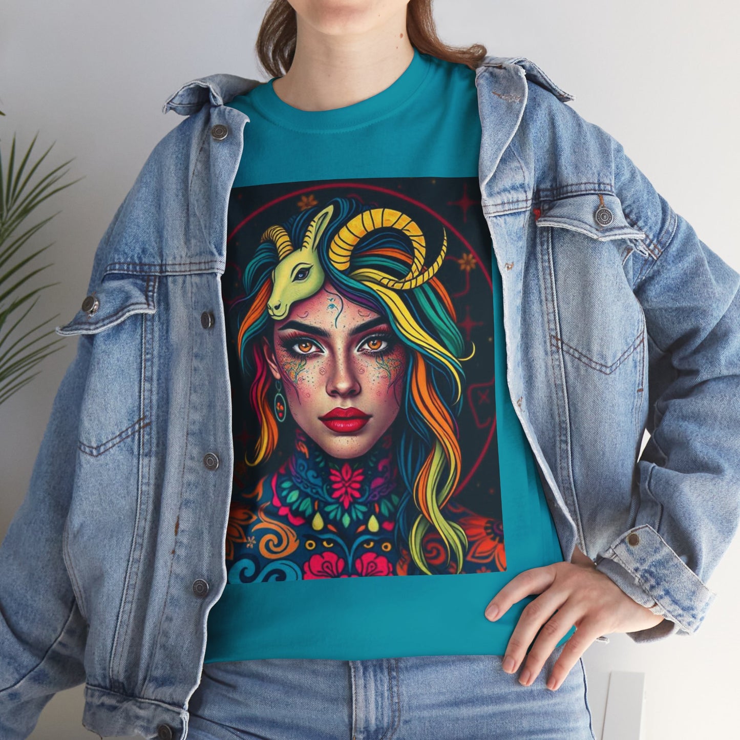 Unisex Heavy Cotton T-Shirt, Capricorn, Zodiac v2, Sexy Art
