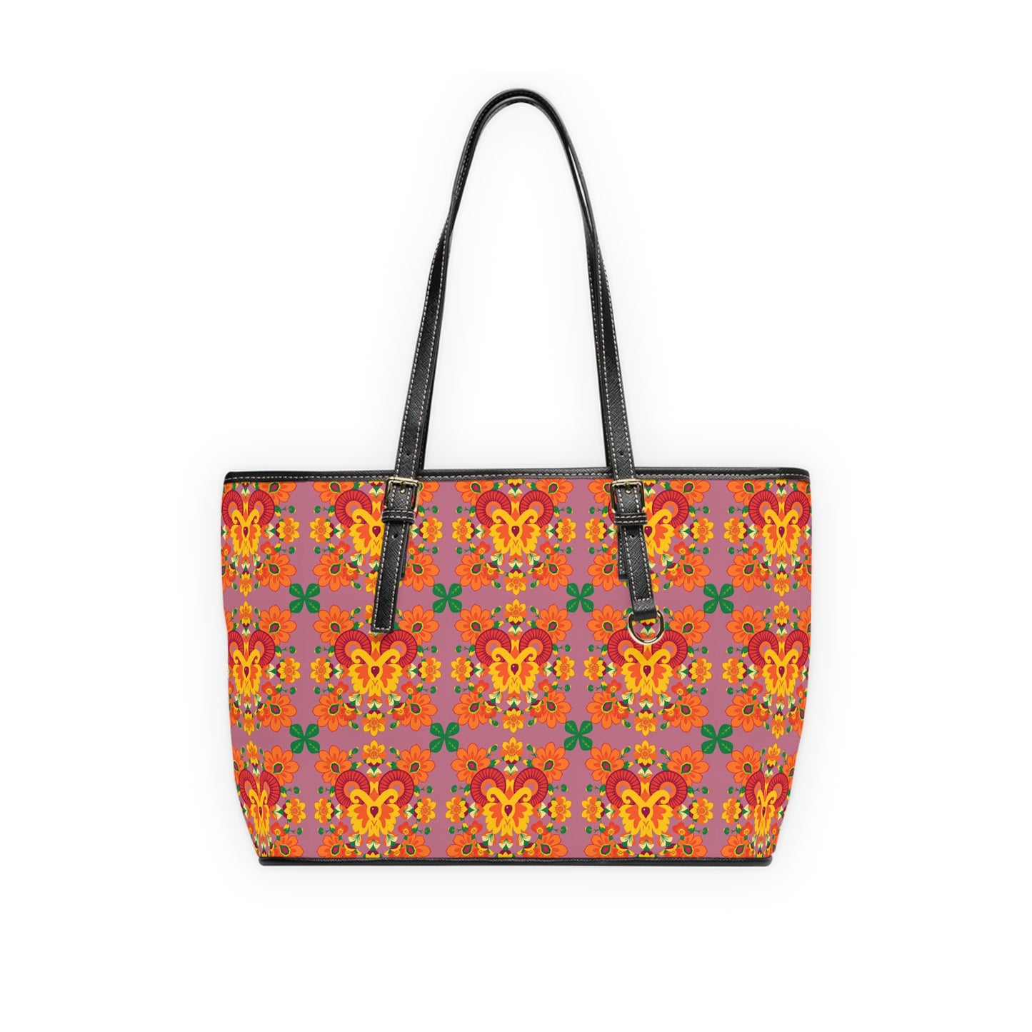 Leather Shoulder Bag, Aries, Zodiac v1, Flower Pattern